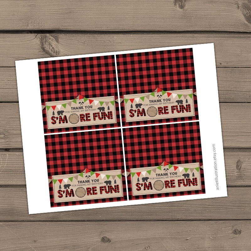 Printable Treat Bag toppers Lumberjack Birthday Party Lumberjack First birthday Lumberjack party S'more download DIGITAL PRINTABLE 0026