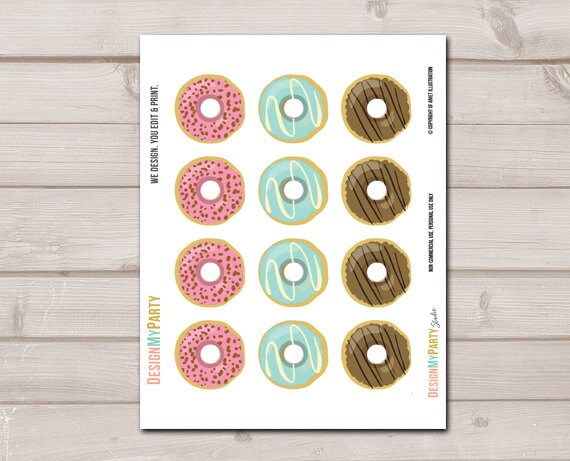 Donut Cupcake Toppers table Centerpiece Birthday Party Decoration Baby Shower Sprinkle Doughnut Pink Mint Download Digital Printable 0050