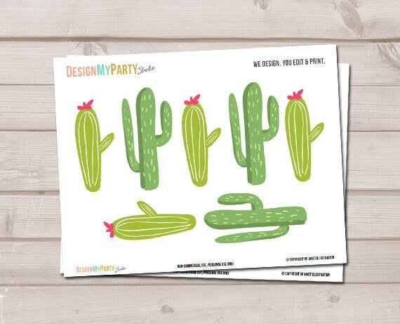 Cactus Garland Fiesta Birthday Party Decor Cactus Banner Mexican Fiesta Banner Fiesta Party Digital Download Printable 0079