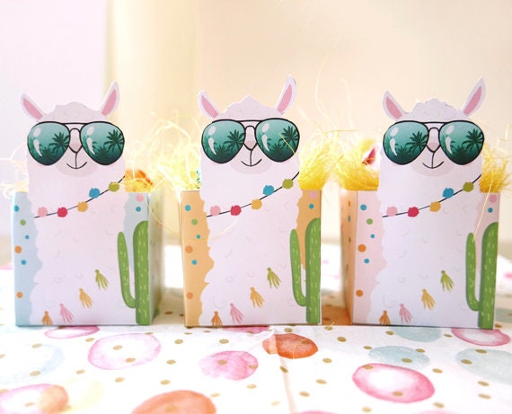 Printable Llama Favor Boxes Llama Birthday Decor Whole Llama Fun Fiesta Alpaca Cactus Fiesta Favors Instant Download DIGITAL PRINTABLE 0079