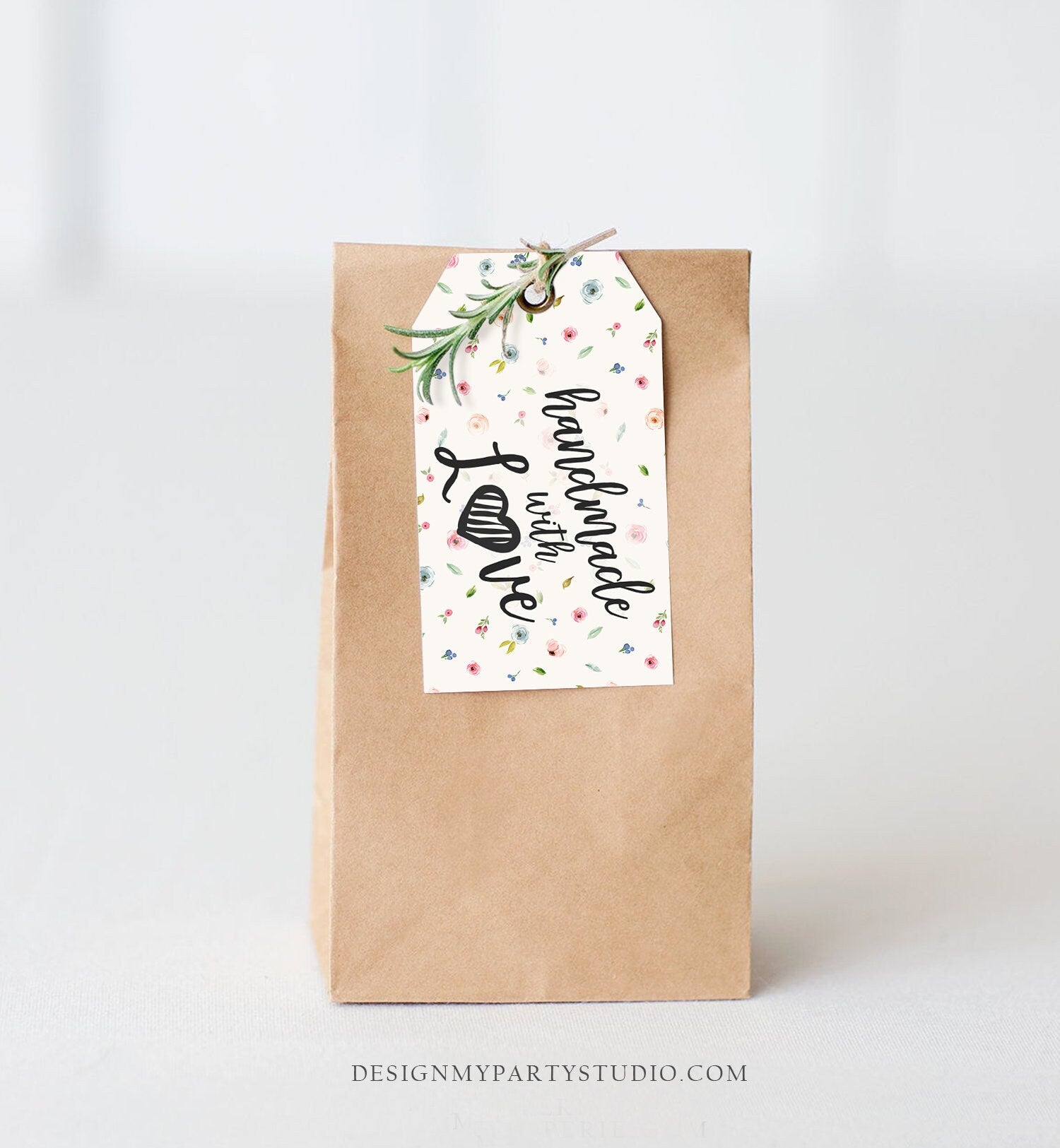 Handmade with Love Tags Floral Favor Tags Gift Tags Custom Packaging Hand made with Love Labels Thank You tags Instant Download PRINTABLE