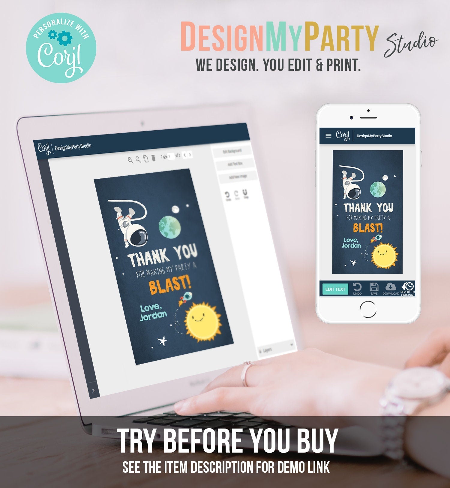 Editable Outer Space Favor Tag Space Birthday Thank You Label Rocket Gift Astronaut Party Shower Digital Download Template Printable 0046
