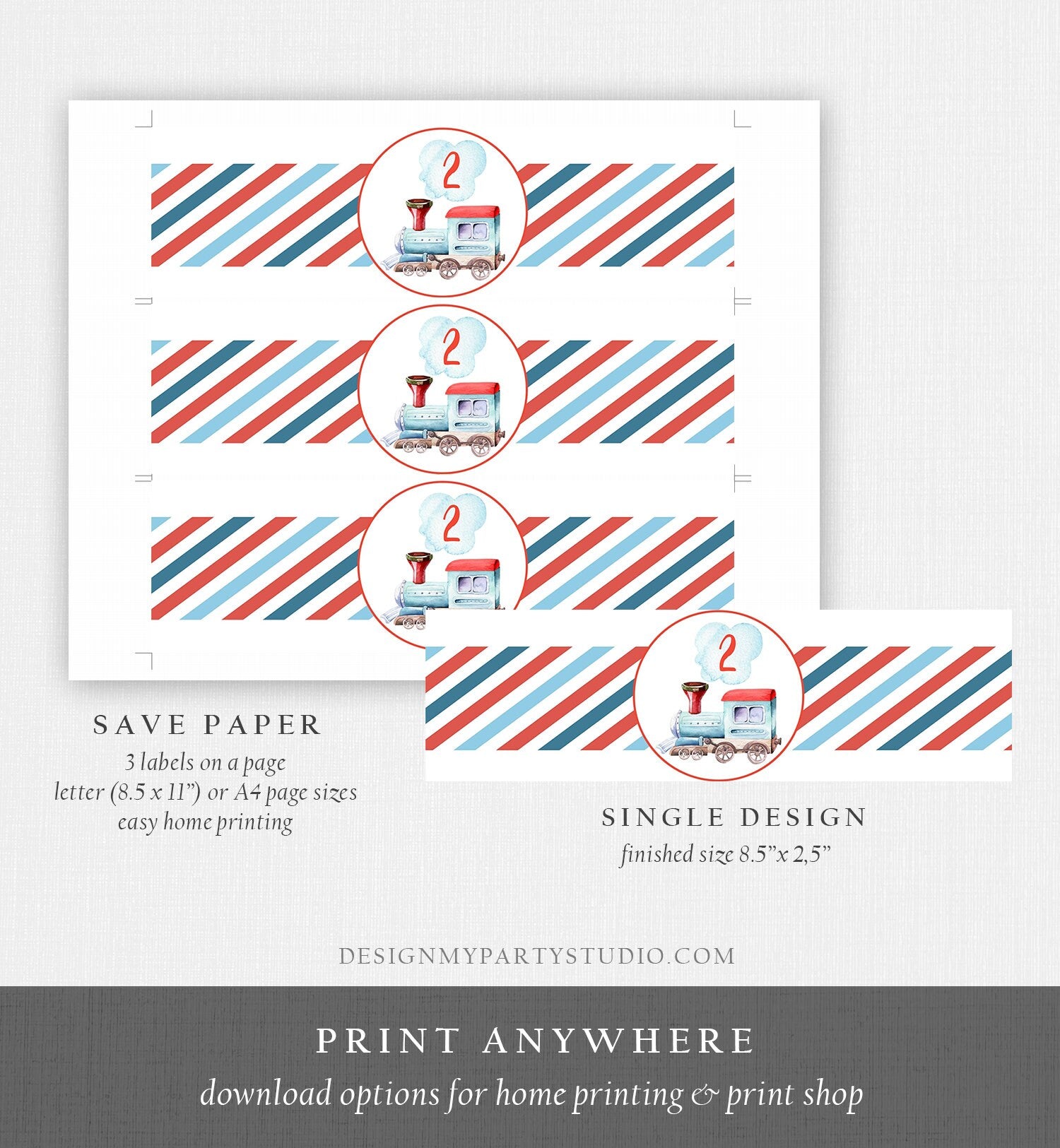 Editable Milk Bottle Labels Train Birthday Train Party Railroad Red Blue Boy Birthday Milk Jar Wrap Printable Template Corjl 0149