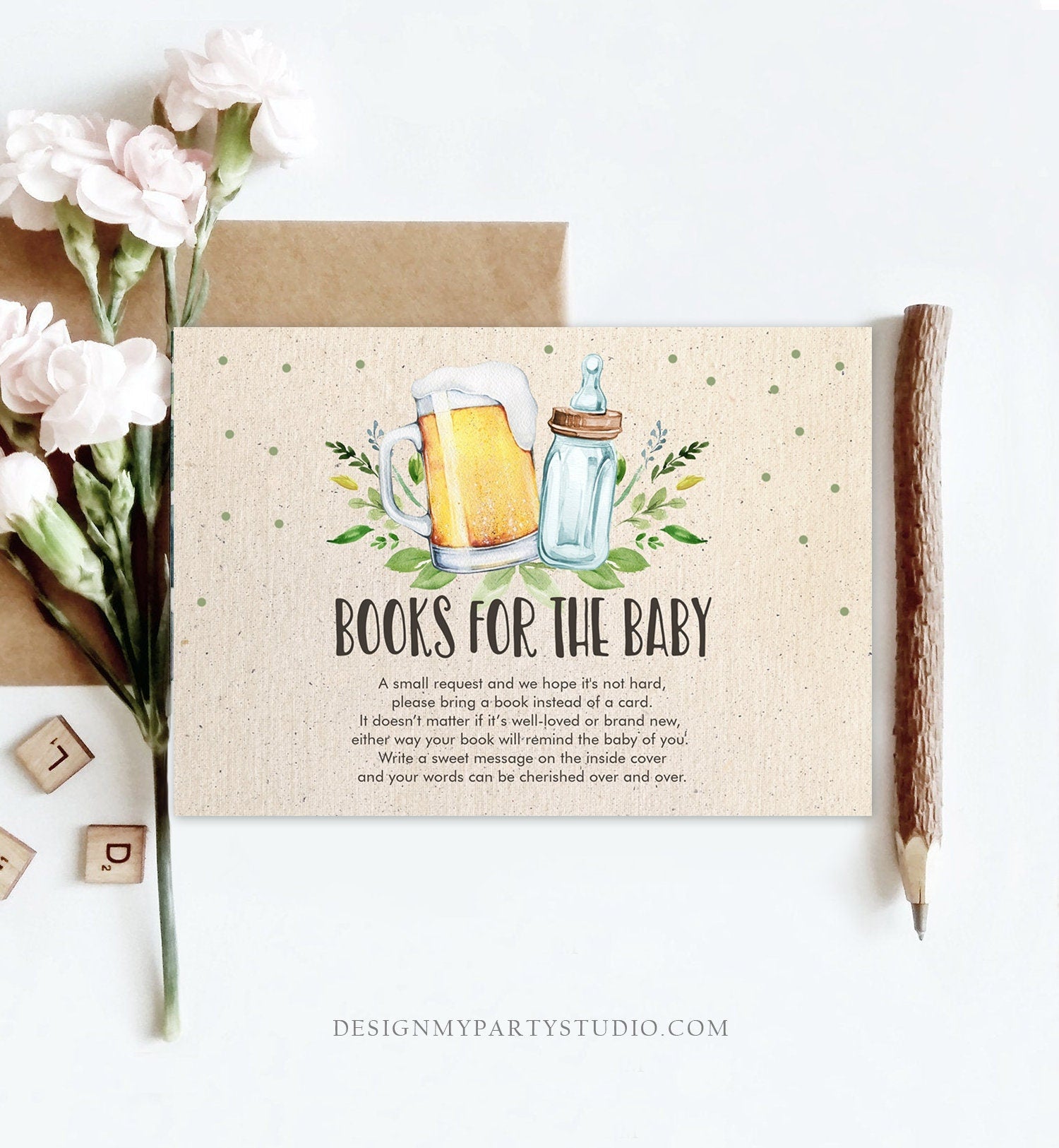 Editable Books for Baby Card Bring a Book Card Baby is Brewing Baby Shower Book Book Request Digital Download Template Printable 190