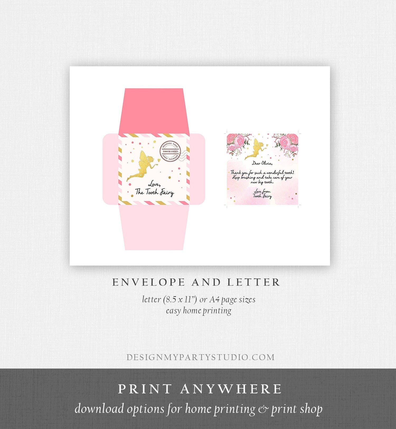 Editable Tooth Fairy letter Tooth Fairy Envelope Fairy kit Milestone Tooth Baby Tooth Fairy Note Mini Letter Digital Template Printable 0526