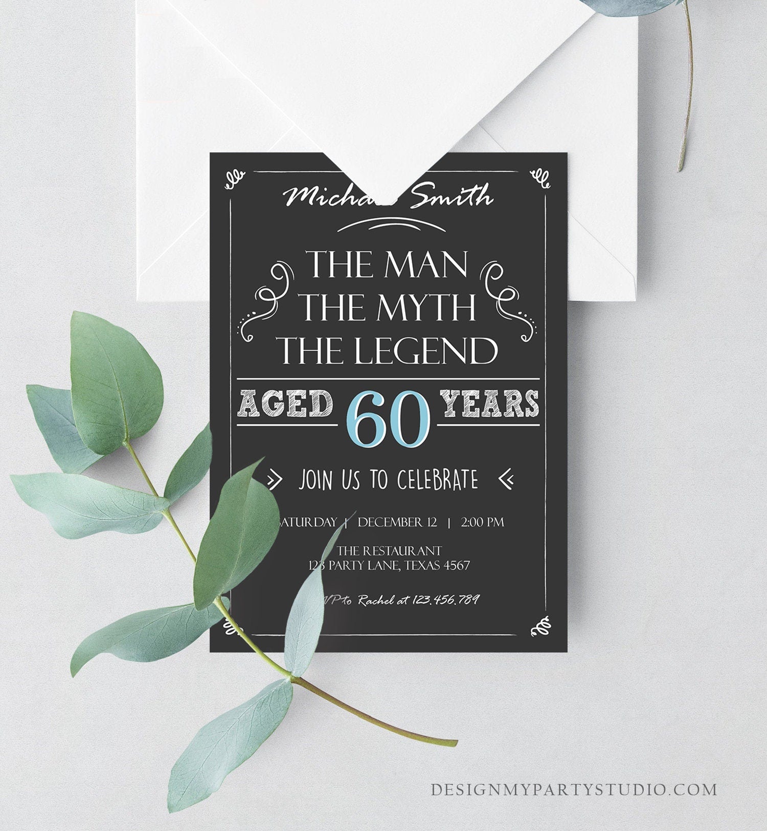 Editable The Man The Myth The Legend Birthday Invitation Man Men Adult Birthday Invite Rustic Digital Download Evite Template Printable 0101