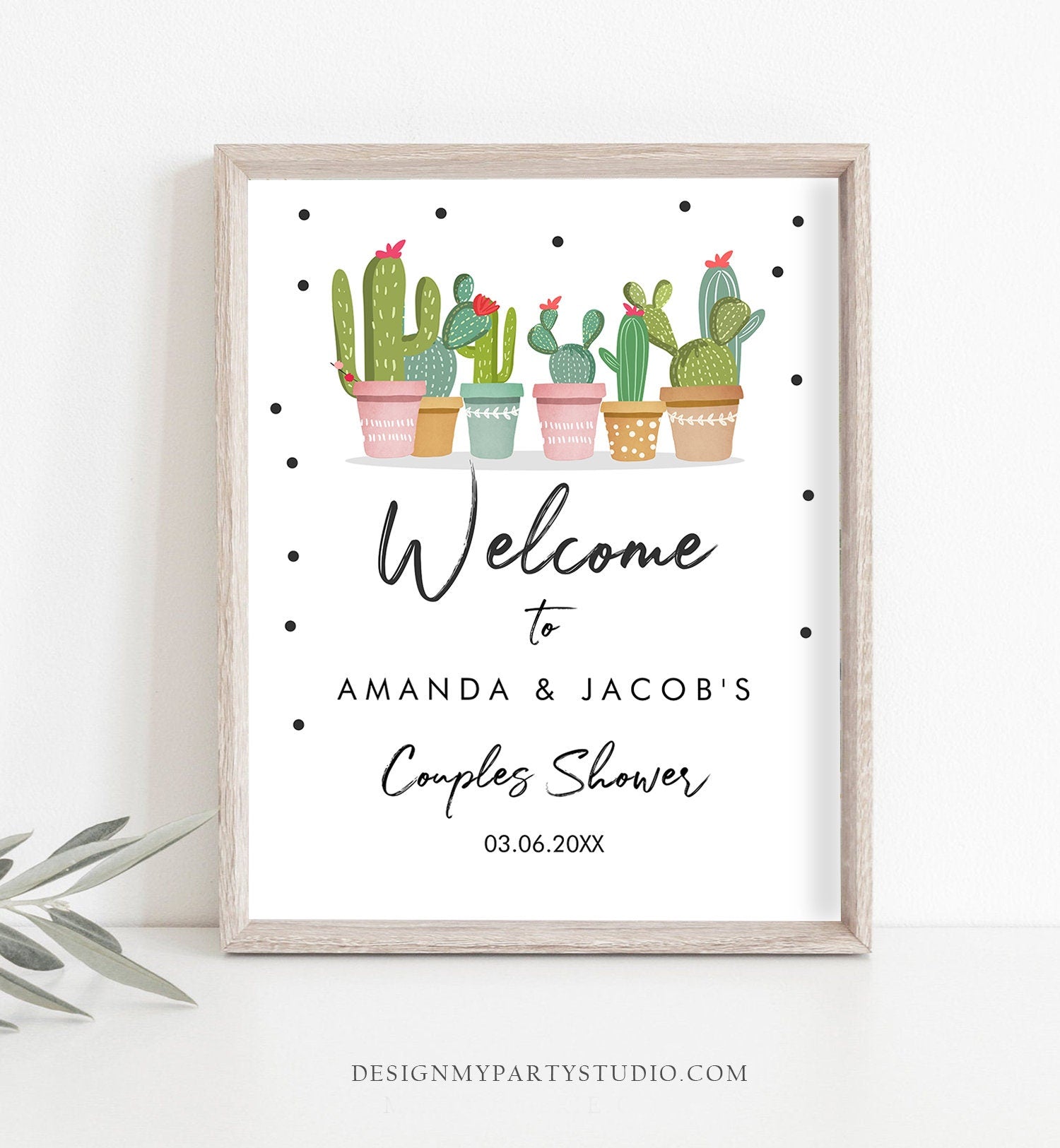Editable Cactus Couples Shower Welcome Sign Mexican Succulent Taco Bout Love Bridal Wedding Digital Download Template Printable 0254