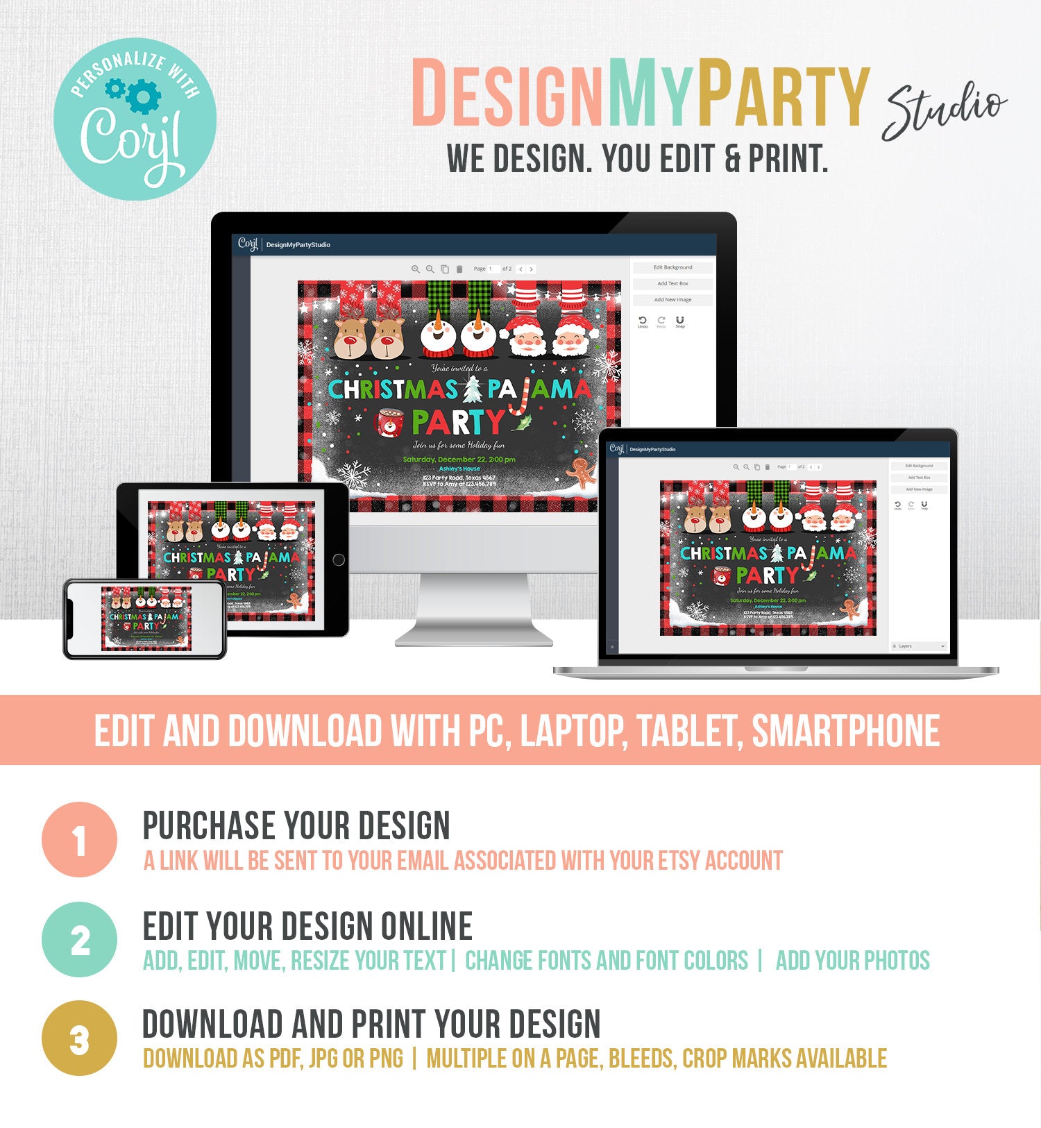 Editable Christmas Pajama Party Christmas Birthday Invitation Pancake Plaid Party Sleepover Digital Download Evite Template Printable 0274