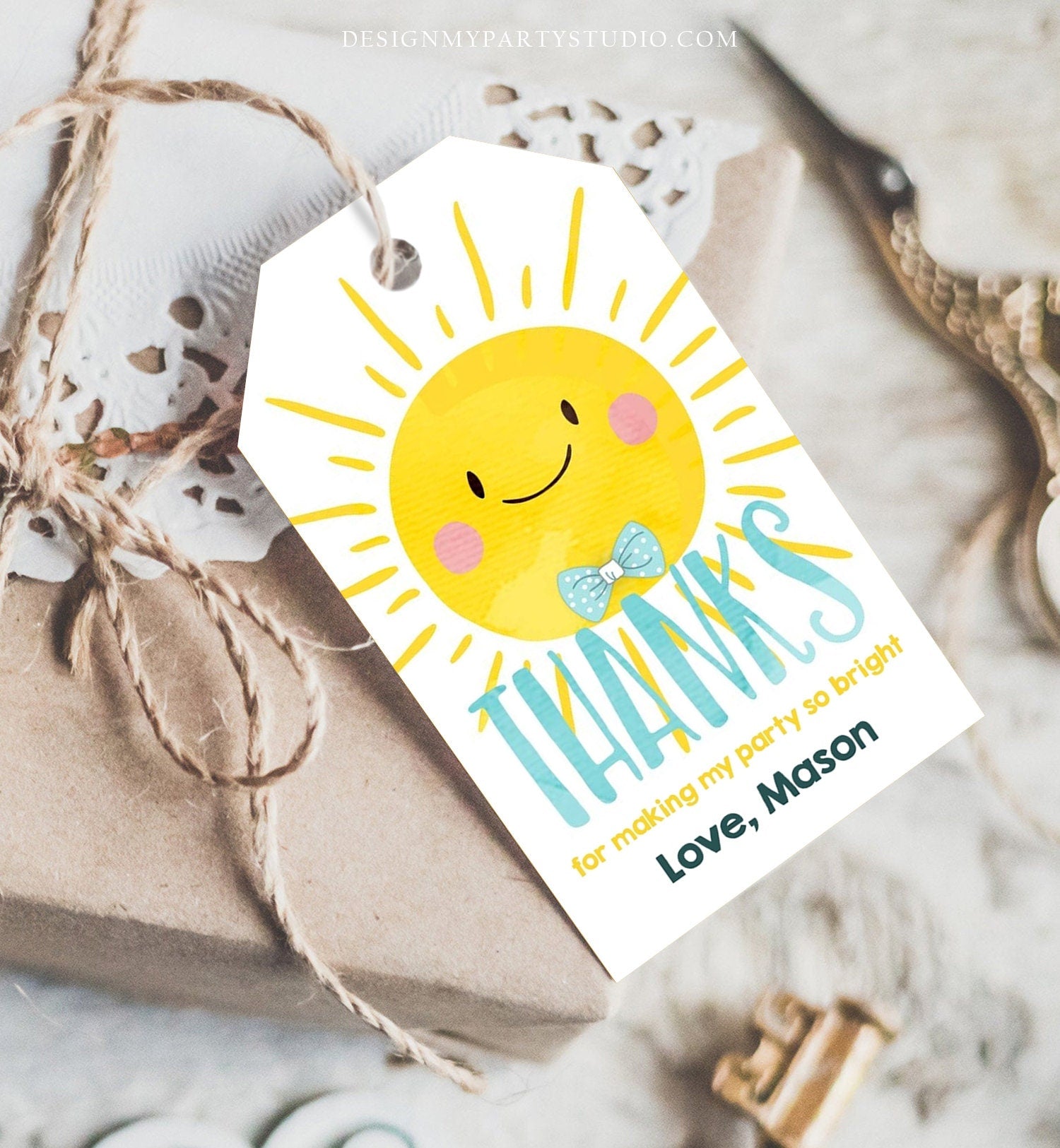 Editable Sunshine Favor Tag Little Sunshine Birthday Thank You Tag Boy Summer Sunshine Party Tags Digital Download Template Printable 0141