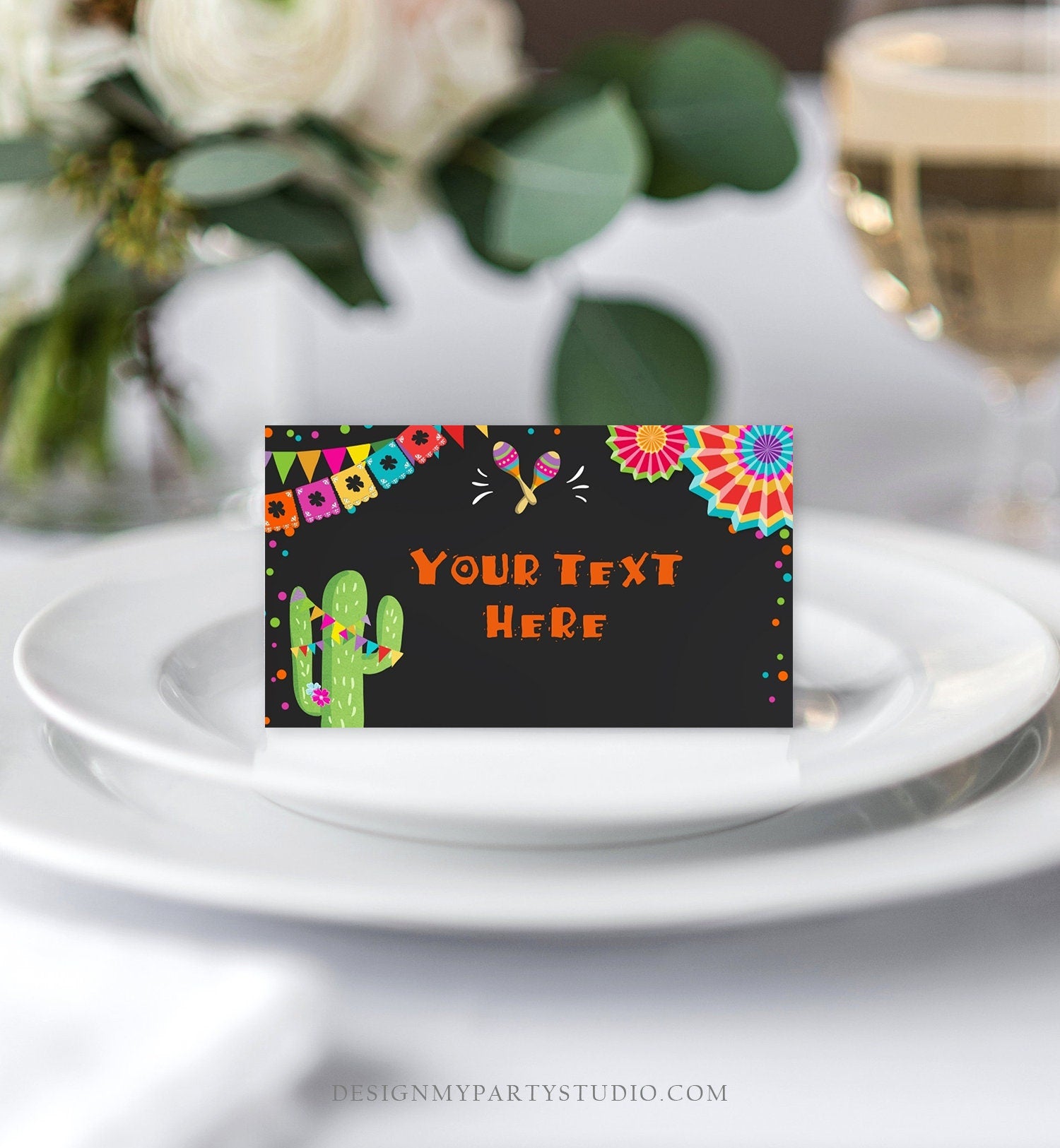Editable Fiesta Cactus Food Label Fiesta Party Place Card Tent Birthday Baby Shower Mexican Fiesta Confetti Decor Template Printable 0045
