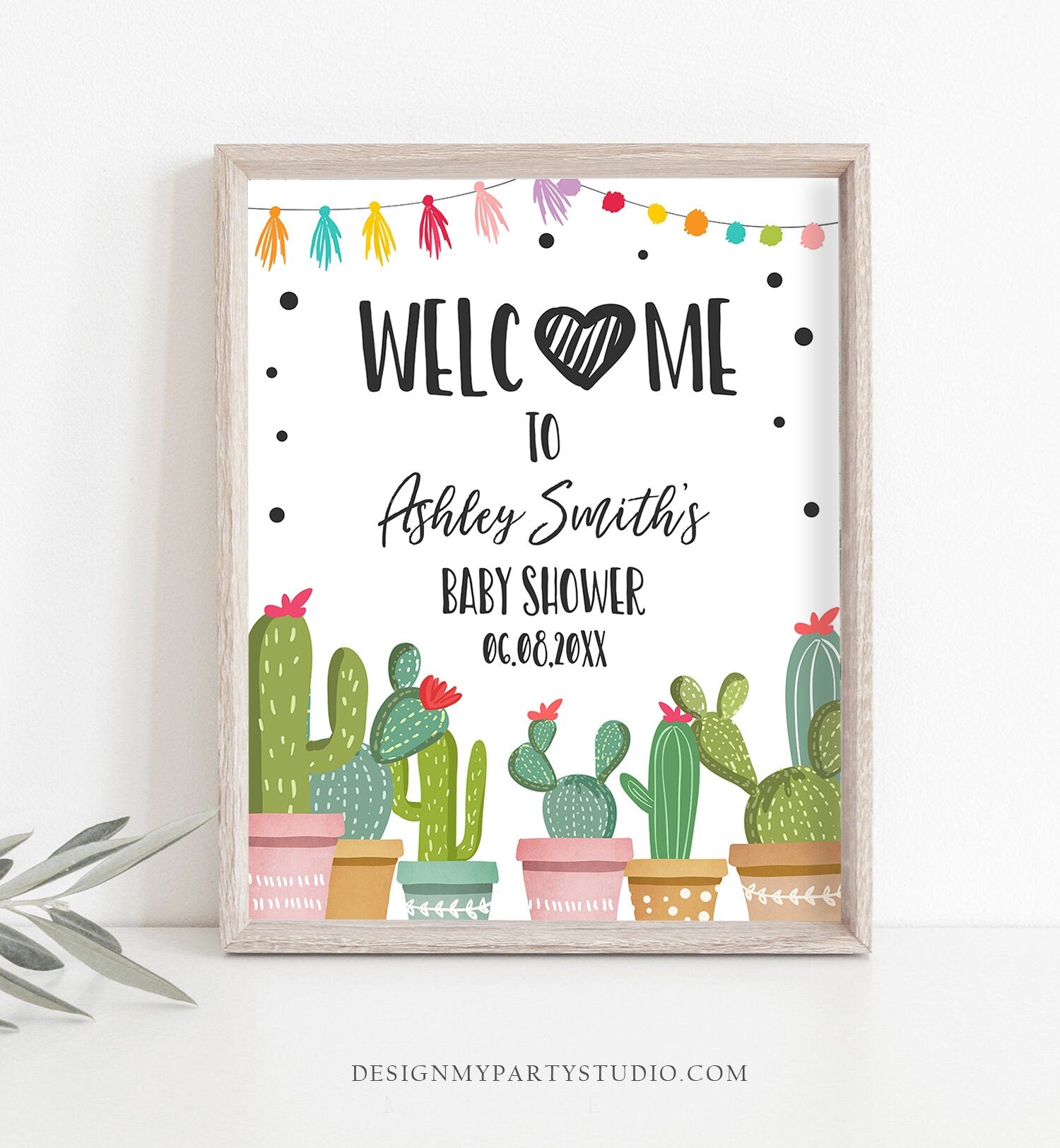Editable Taco Bout a Baby Welcome Sign Baby Shower Cactus Mexican Succulent Couples Shower Table Sign Digital Template Printable 0254