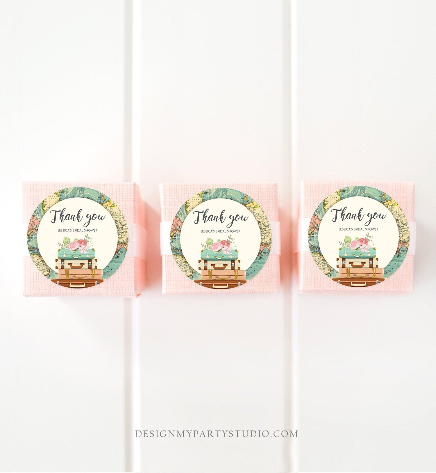 Editable Travel Favor Tags Travel Adventure Bridal Shower Round Square Suitcases Label Stickers Map Download Digital Template Printable 0044