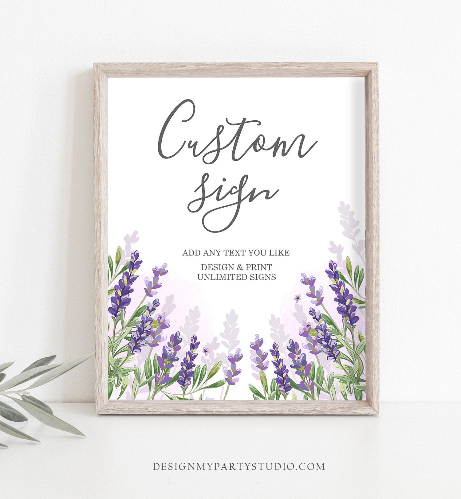 Editable Custom Sign Lavender Wedding Sign Lavender Decor Table Sign Shower Decor Floral Purple Download Corjl Template Printable 8x10 0206