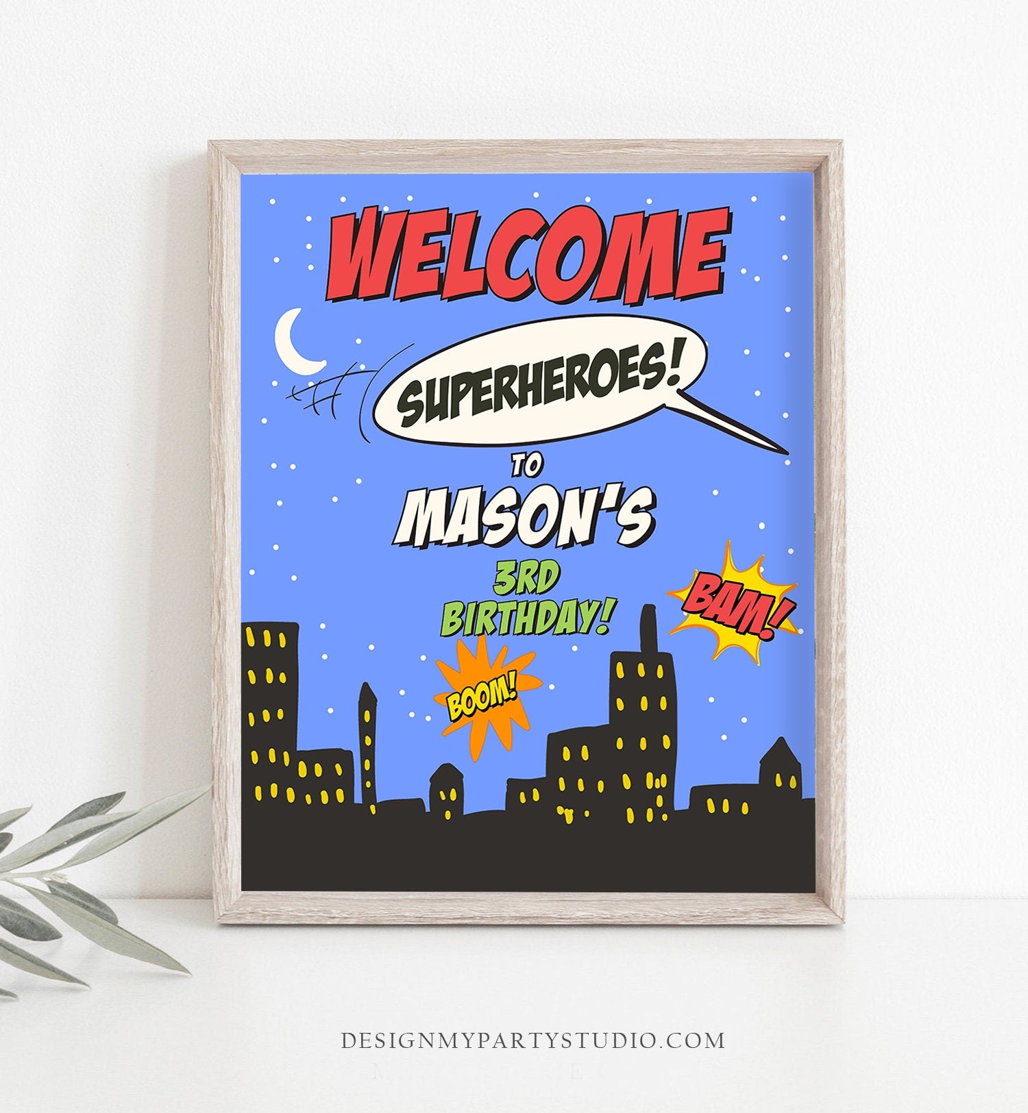 Editable Superhero Birthday Welcome Sign Boy Superheroes Party Super Hero Decor Comic Book Superhero Welcome Template PRINTABLE Corjl 0300
