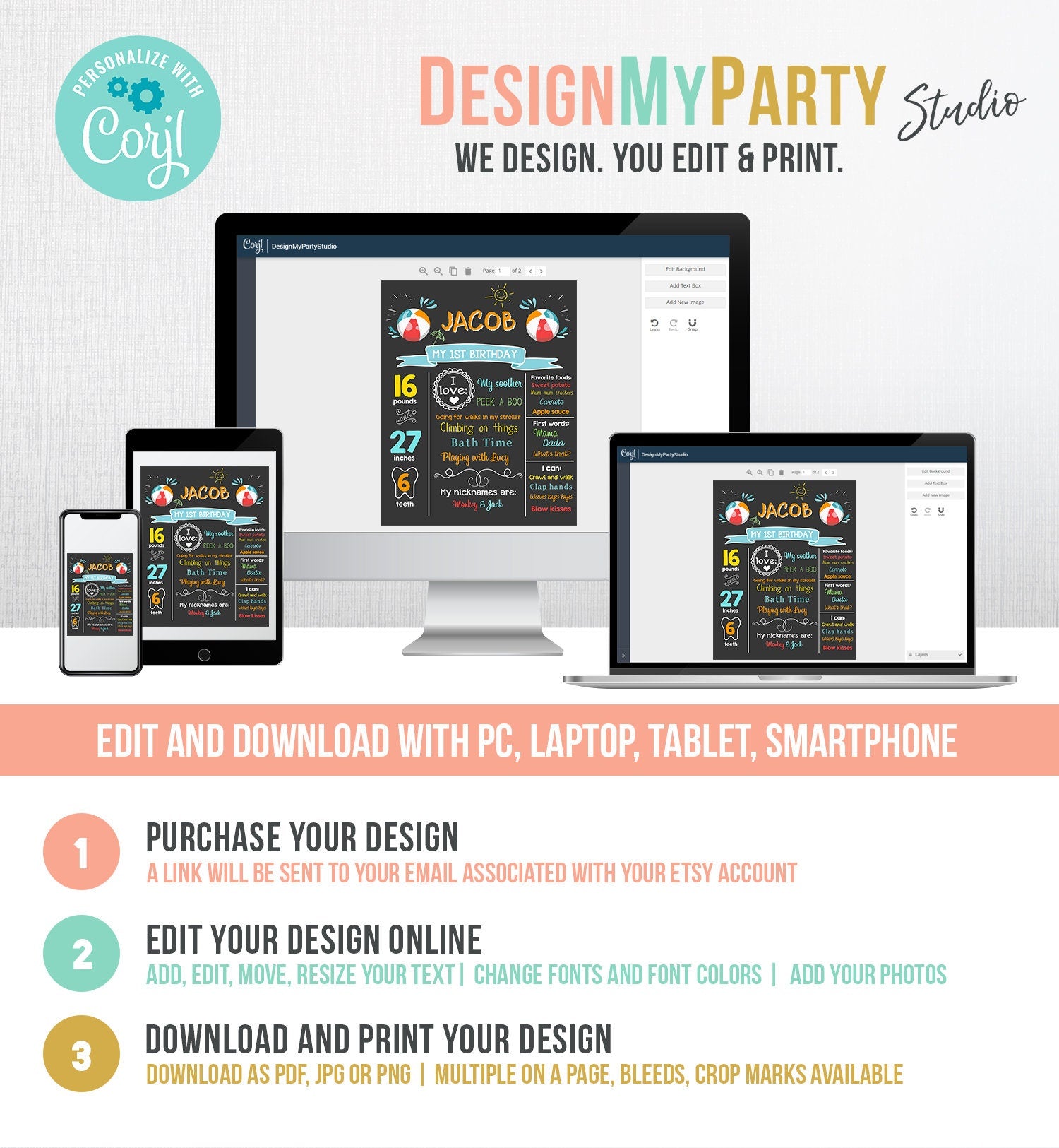 Editable Pool Party Birthday Milestones Poster Birthday Chalkboard Splish Splash Ball 1st Birthday Boy Download Printable Corjl 0169