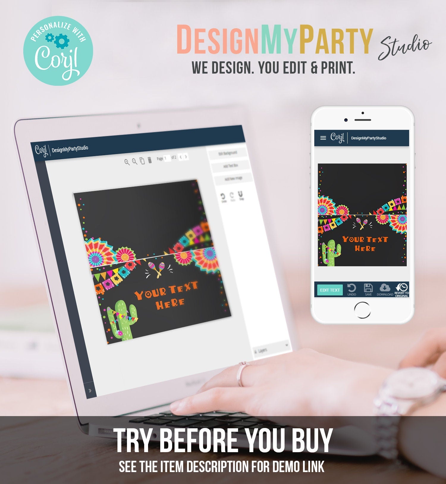 Editable Fiesta Cactus Food Label Fiesta Party Place Card Tent Birthday Baby Shower Mexican Fiesta Confetti Decor Template Printable 0045