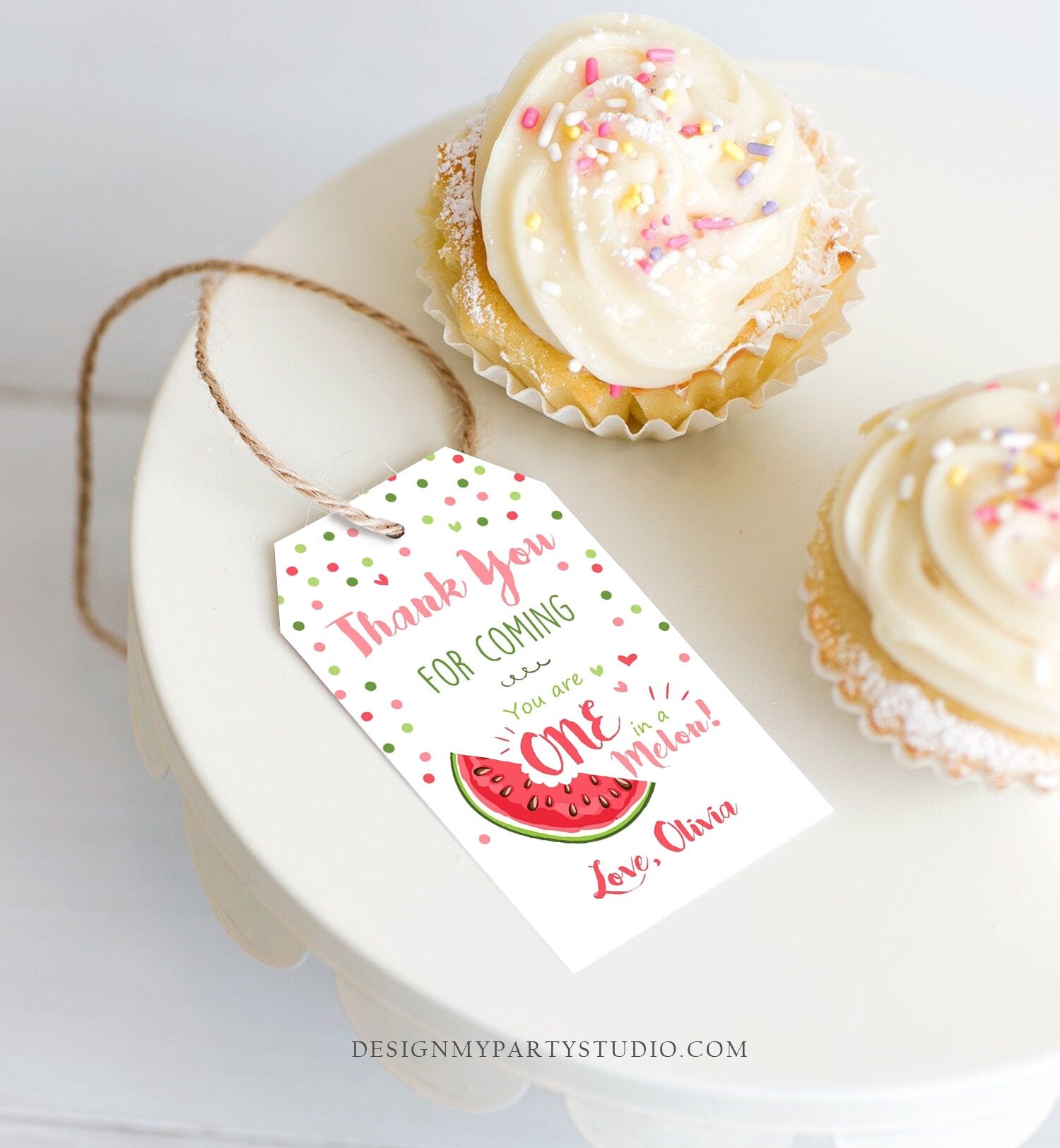 Editable One in a Melon Party Favor Tags Watermelon Birthday Thank You Tags Melon Party Summer Fruit Download Template PRINTABLE Corjl 0120