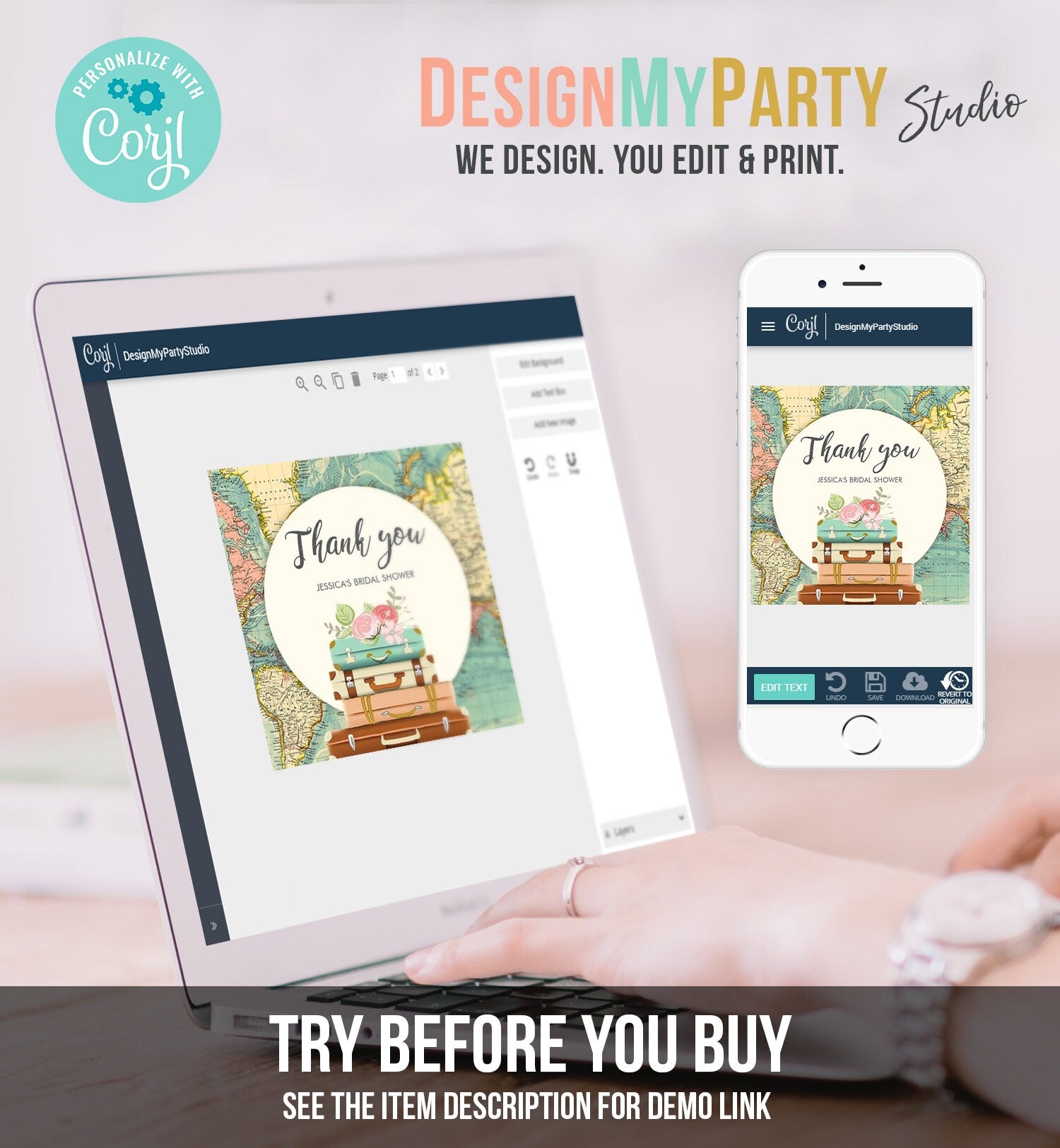 Editable Travel Favor Tags Travel Adventure Bridal Shower Round Square Suitcases Label Stickers Map Download Digital Template Printable 0044