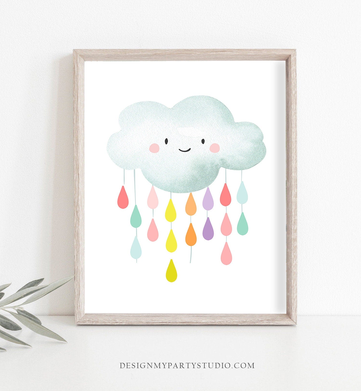 Set of 3 Prints Rainbow Nursery Decor Sunshine Print Cloud Wall Art Nursery Art Watercolor Girls Kids Baby Room Instant Download Printable