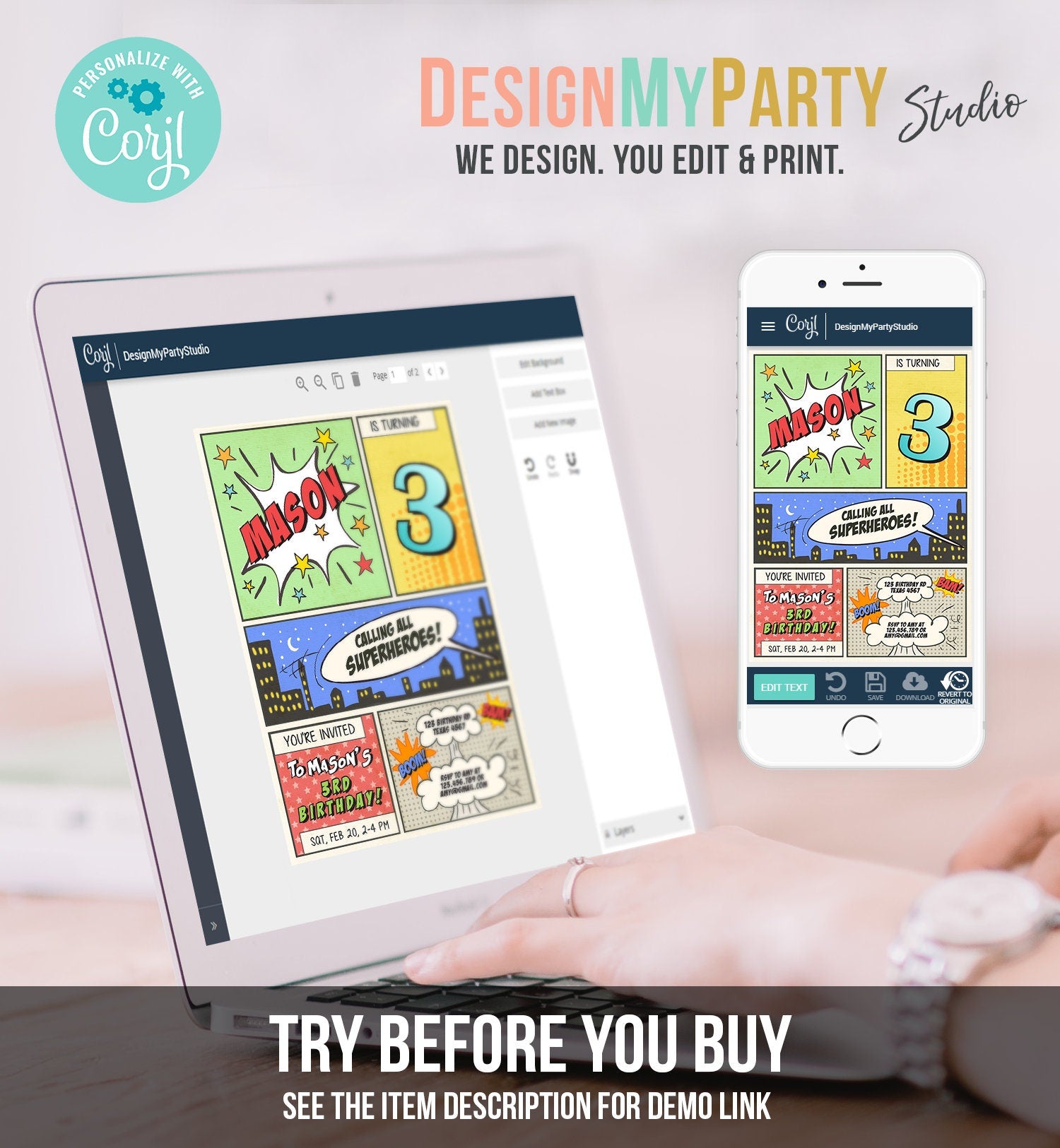 Editable Superheroes Birthday Invitation Superhero Birthday Invite Boy Comic Book Hero Calling All Download Printable Evite Template 0300