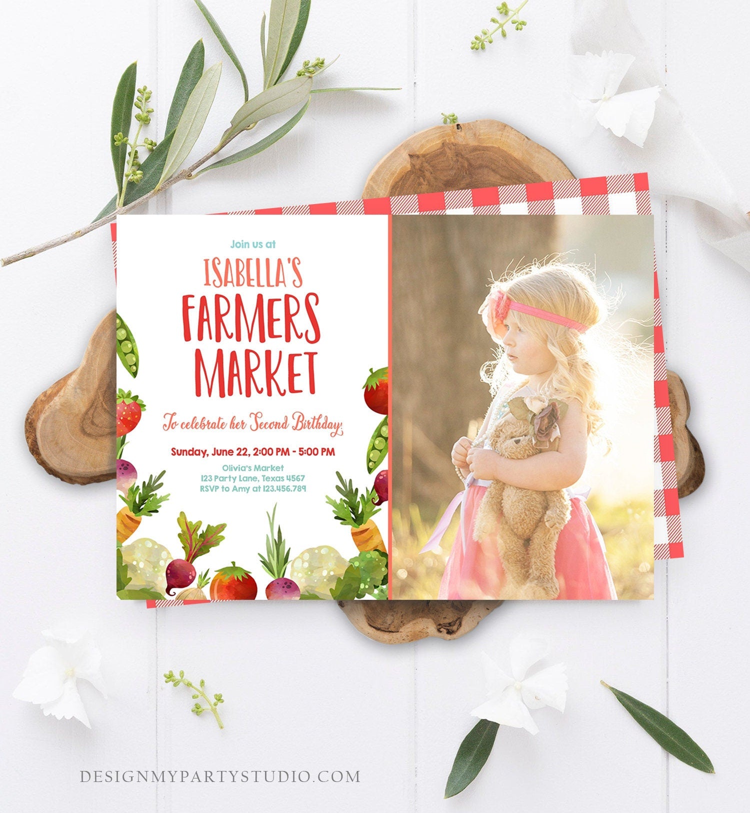 Editable Farmers Market Birthday Invitation Vegetables Locally Grown Veggies Farm Fruits Market Printable Invitation Template Corjl 0144