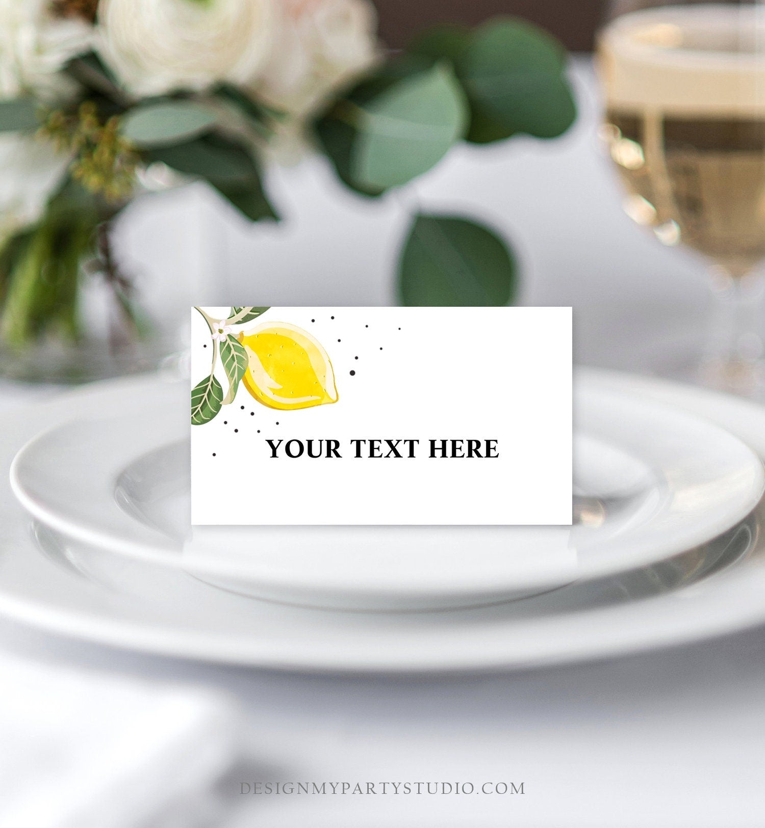 Editable Lemon Food Tent Cards Watercolor Lemon Food Labels Place Card Bridal Shower Lemonade Citrus Summer Boho Corjl Template 0307