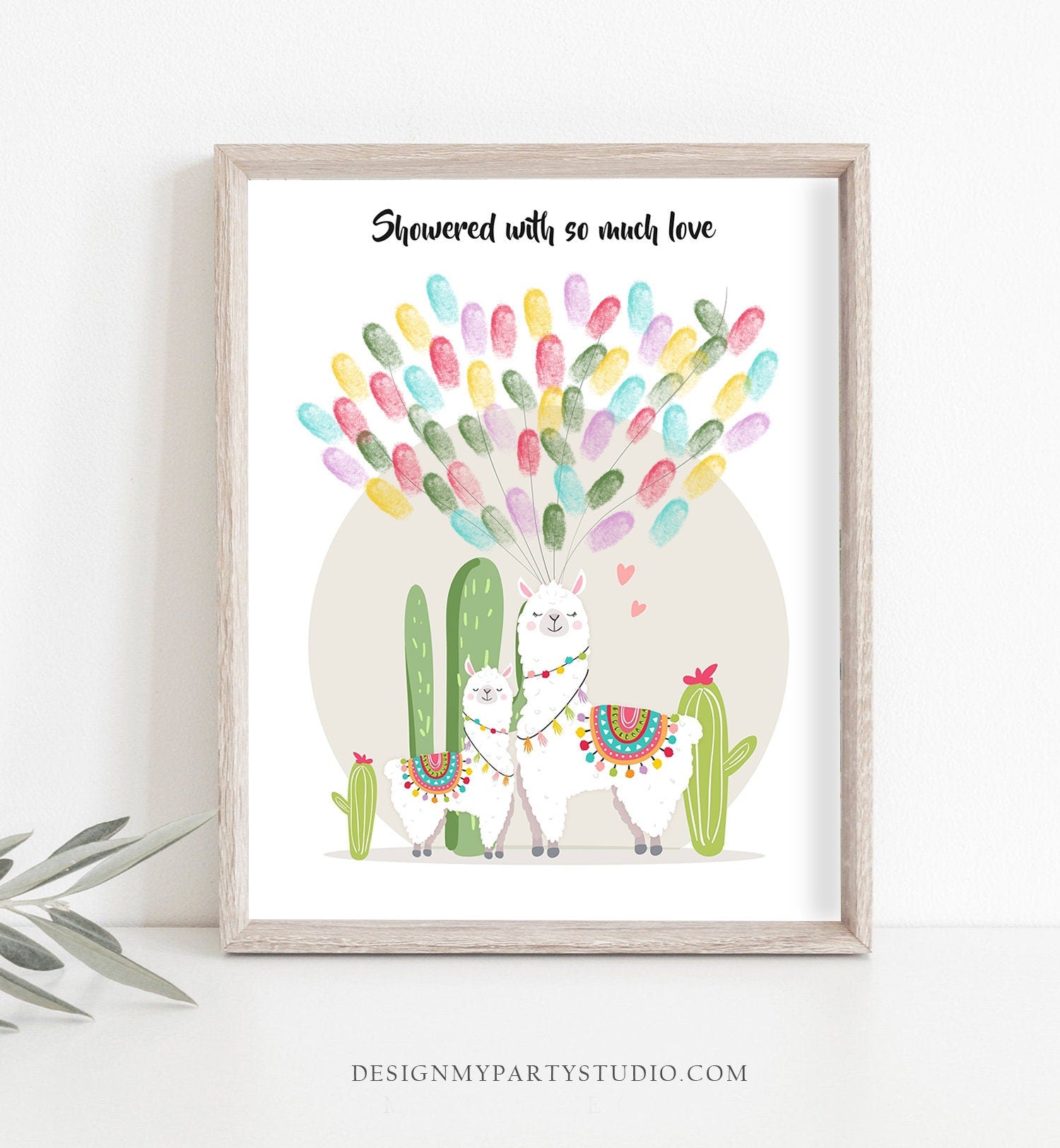 Editable Llama Thumbprint Guestbook Llama Fingerprint Guest Book Baby Shower Birthday Digital Download Template Printable 0079