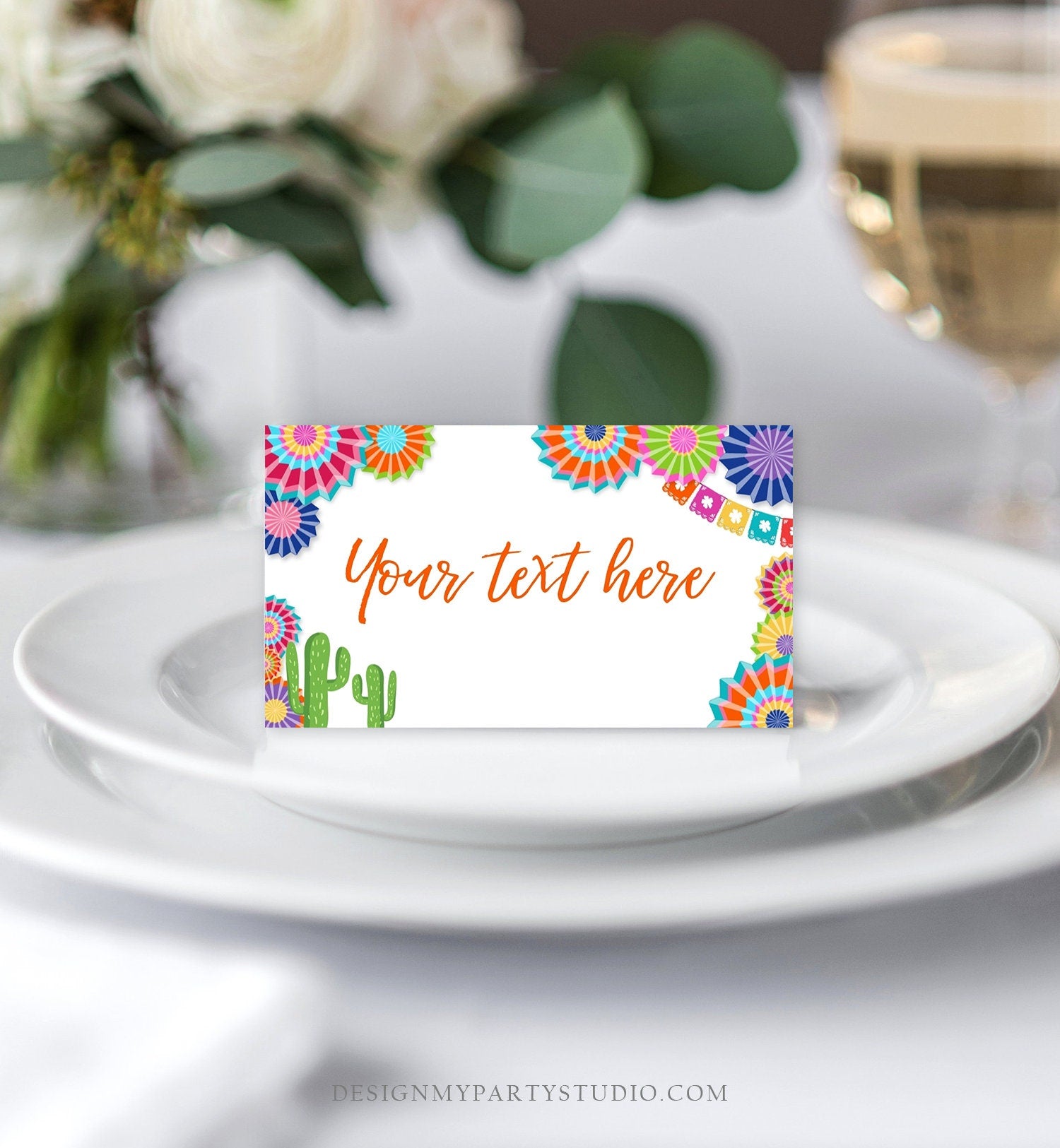 Editable Fiesta Cactus Food Label Fiesta Party Place Card Tent Card Birthday Baby Shower Mexican Fiesta Decor Template Printable 0236