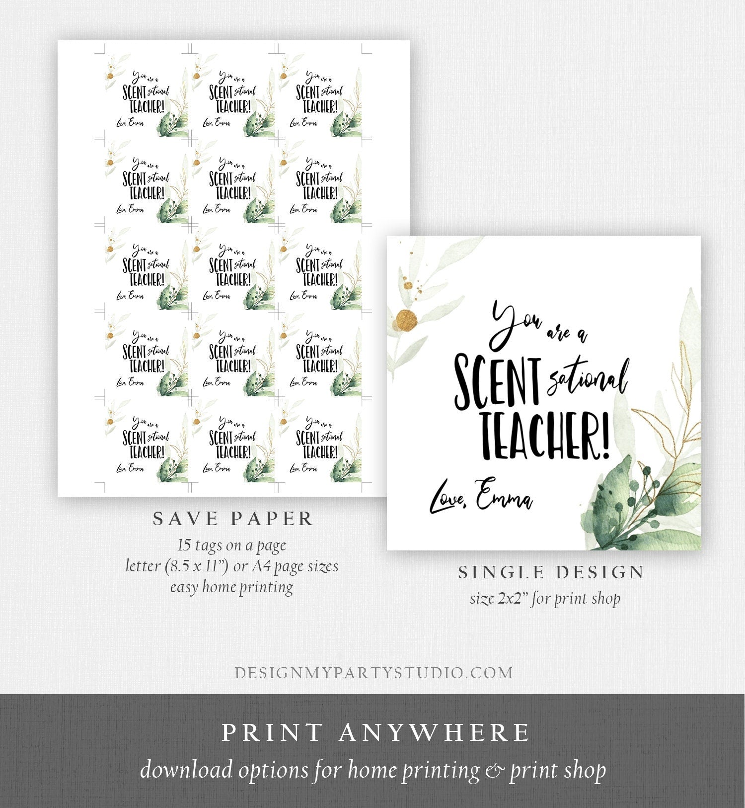 Editable Candle Teacher Appreciation Tags Thank You You Are Scent Sational Boss End of Year Gift Tag Template Download Printable 0464