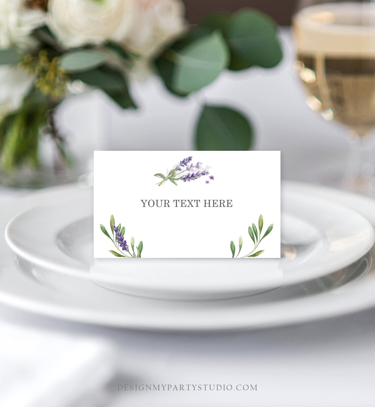 Editable Lavender Food Labels Place Card Lavender Tent Card Escort Card Bridal Shower Boho Greenery Floral Corjl Template Printable 0206