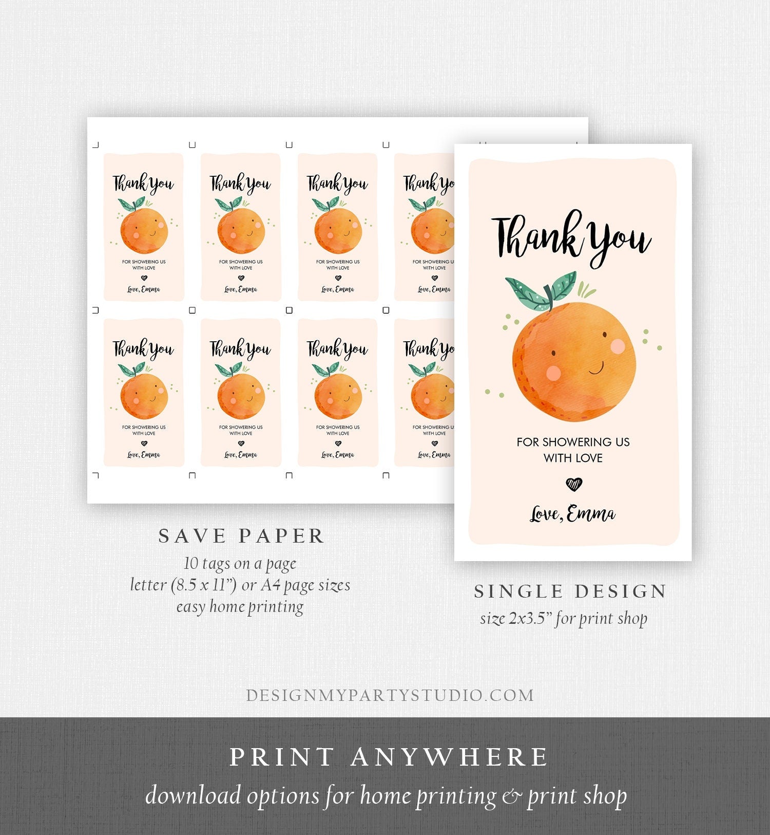 Editable A Little Cutie is on The Way Favor Tag Orange Clementine Baby Shower Cutie Gift Tag Digital Download Template Printable 0330