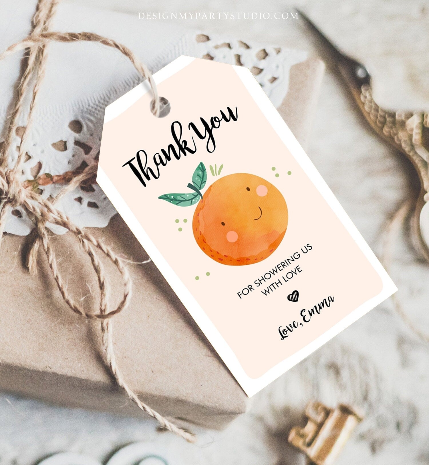 Editable A Little Cutie is on The Way Favor Tag Orange Clementine Baby Shower Cutie Gift Tag Digital Download Template Printable 0330