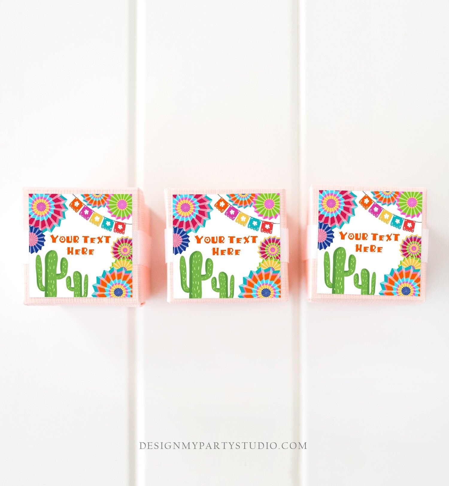 Editable Fiesta Cactus Thank You Favor Tags Round Squared Baby Shower Birthday Bridal Shower Stickers Succulent Mexican Corjl Template 0236