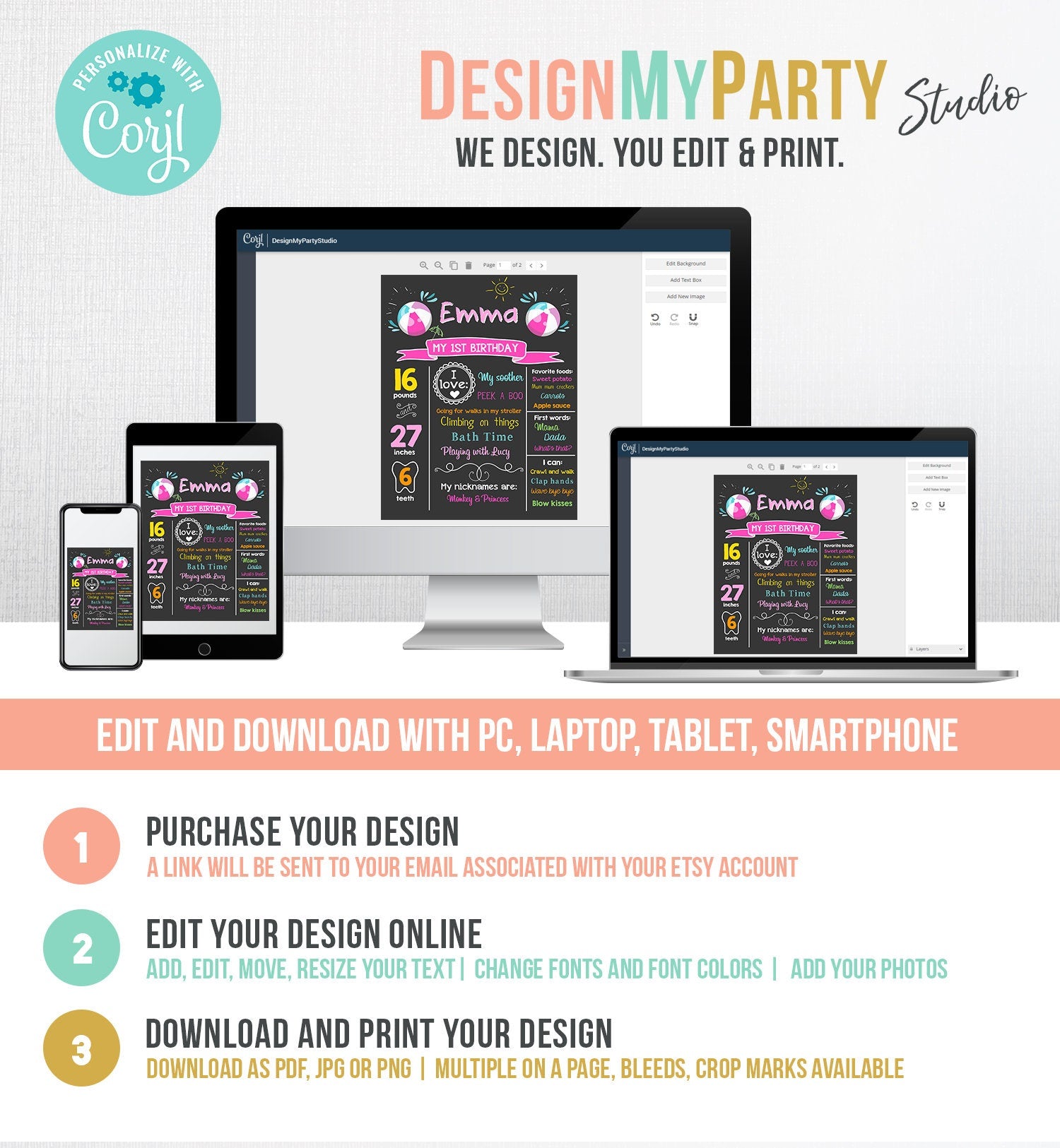 Editable Pool Party Birthday Milestones Poster Birthday Chalkboard Splish Splash Ball 1st Birthday Girl Pink Download Printable Corjl 0169