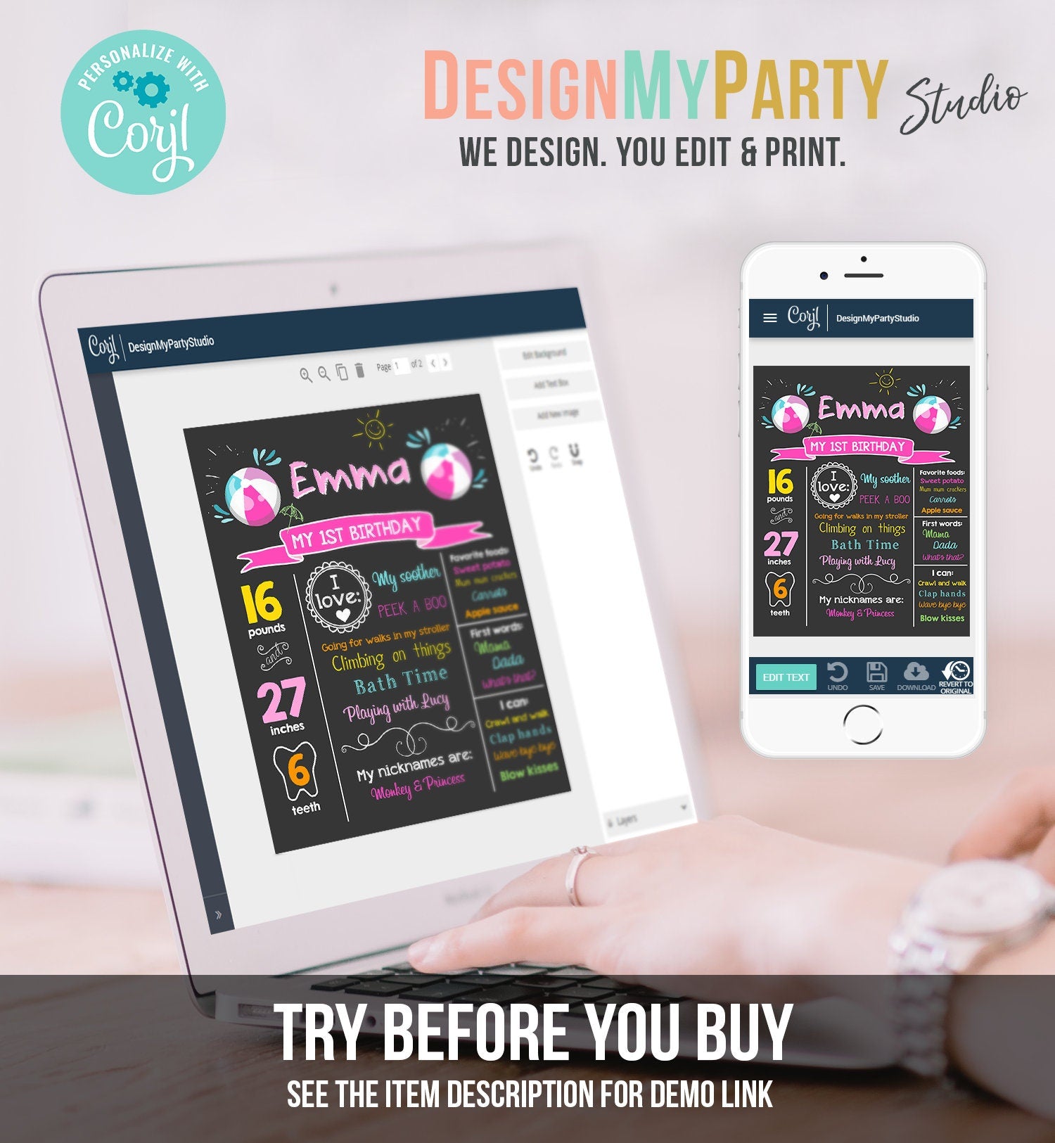 Editable Pool Party Birthday Milestones Poster Birthday Chalkboard Splish Splash Ball 1st Birthday Girl Pink Download Printable Corjl 0169