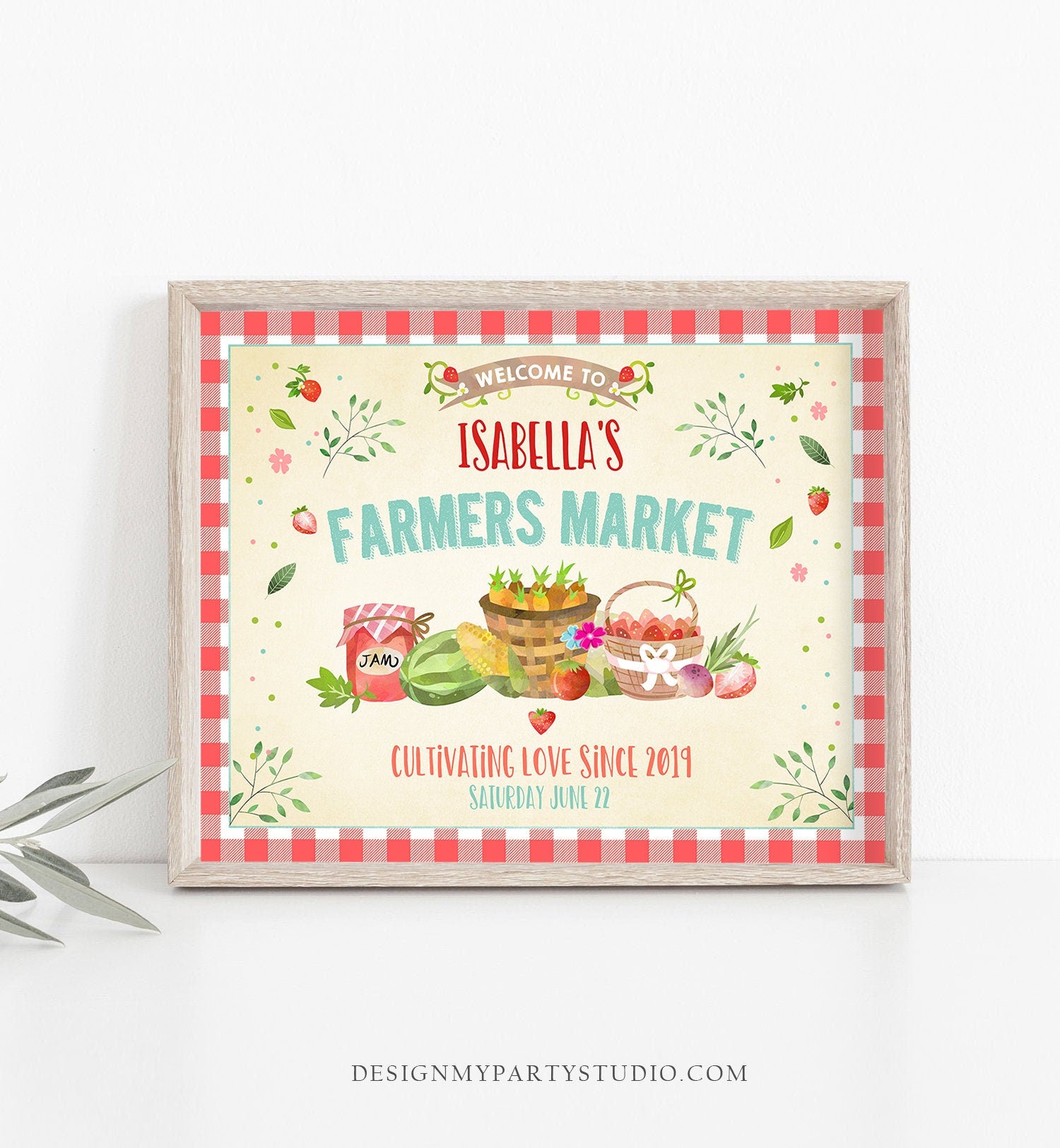 Editable Farmers Market Welcome Sign Birthday Baby Shower Farm Party Decor Fruits Market Locally Grown Digital Template Printable 0144