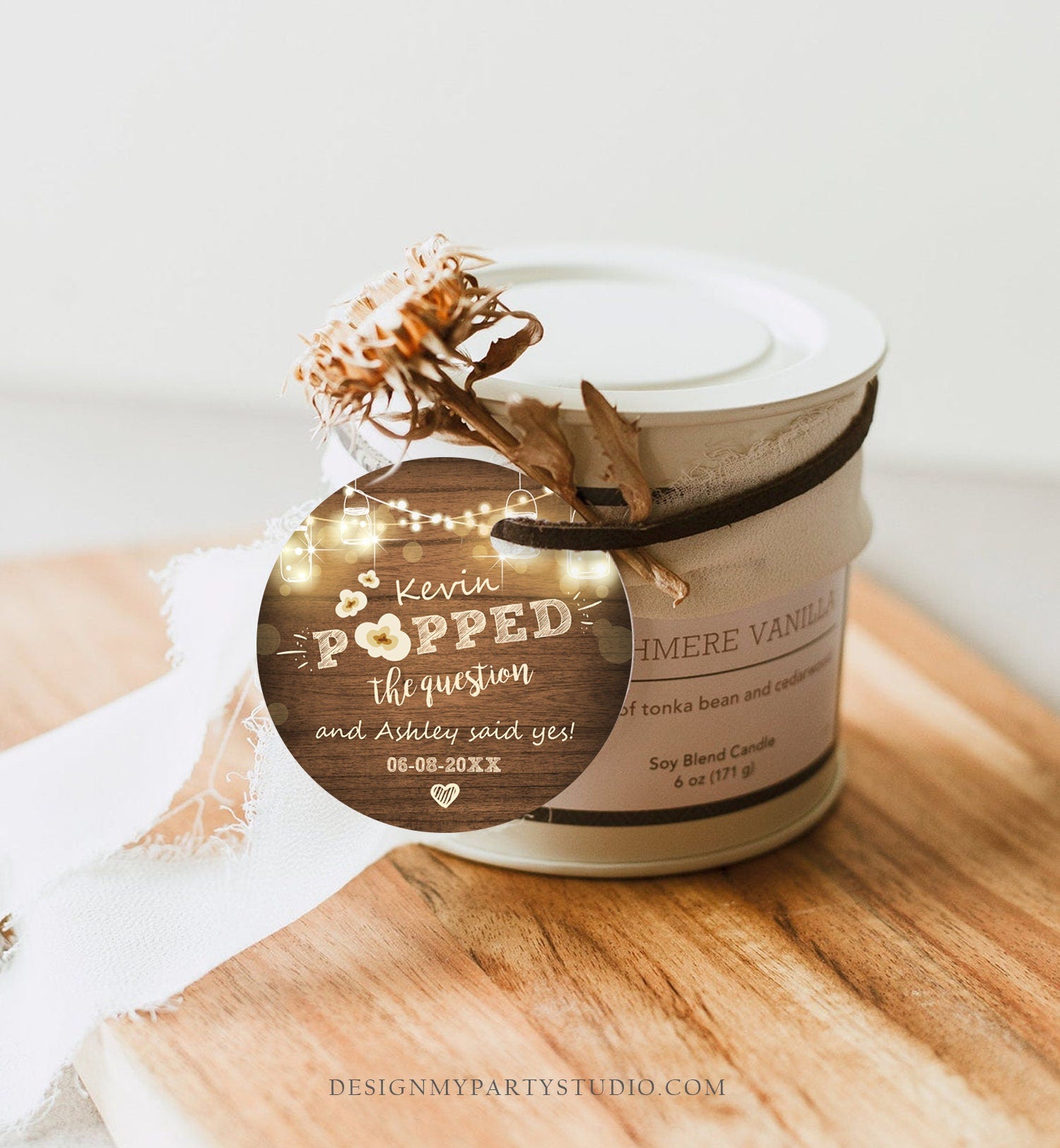 Editable Popped the Question Gift Tag Engagement Party Favor Tag Popcorn Sticker Bridal Shower Wedding Pop Favors Digital Template 0015 0110