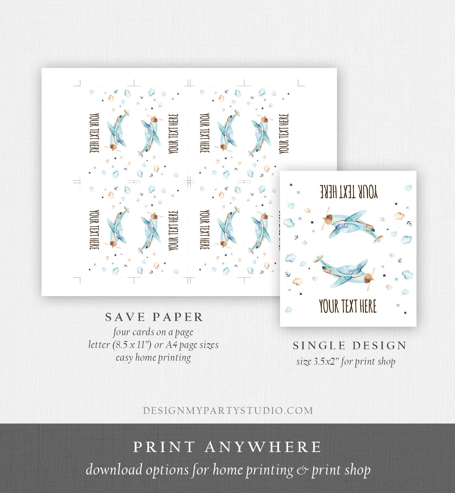 Editable Airplane Food Labels Airplane Baby Shower Name Cards Tent Card Escort Boy Adventure Travel Digital Download Template Printable 0185