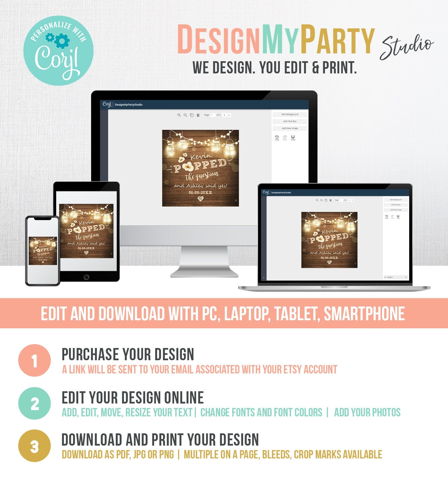 Editable Popped the Question Gift Tag Engagement Party Favor Tag Popcorn Sticker Bridal Shower Wedding Pop Favors Digital Template 0015 0110