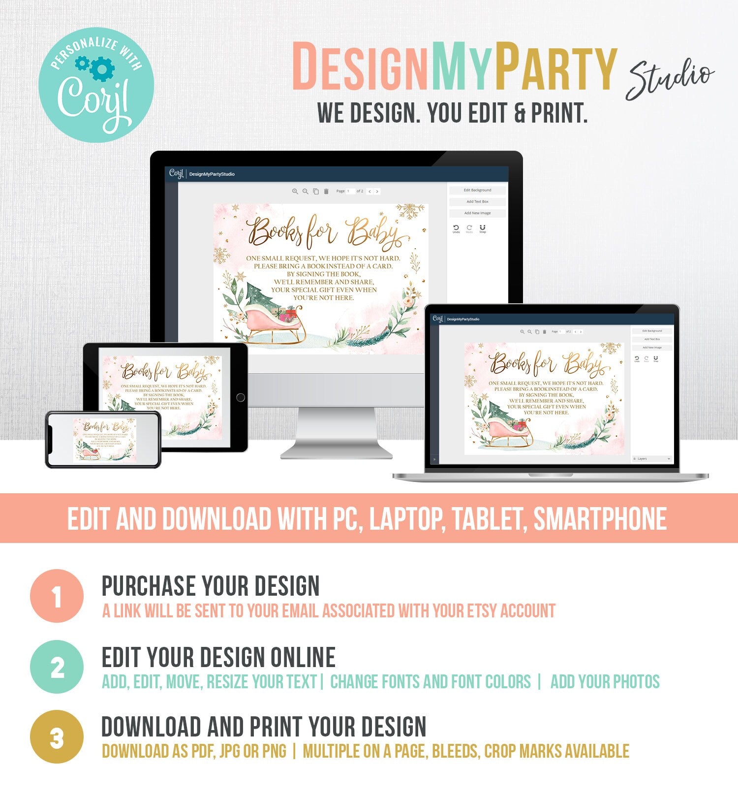 Editable Baby Its Cold Outside Bring a Book Card Winter Baby Shower Books for Baby Gender Neutral Sleigh Digital Template Printable 0353