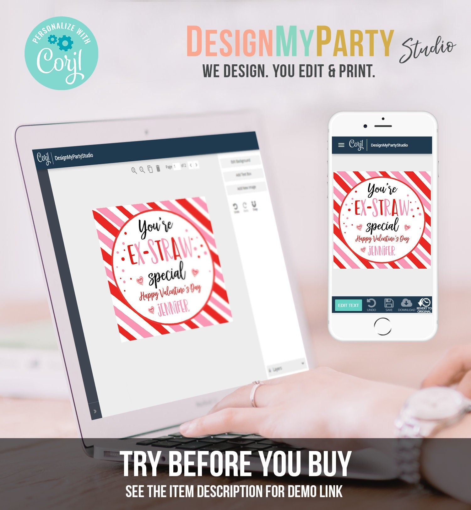 Editable Crazy Straw Tag Valentine Tags You're Ex-Straw Special Valentine Cards for Kids School Digital Download Template Printable 0370