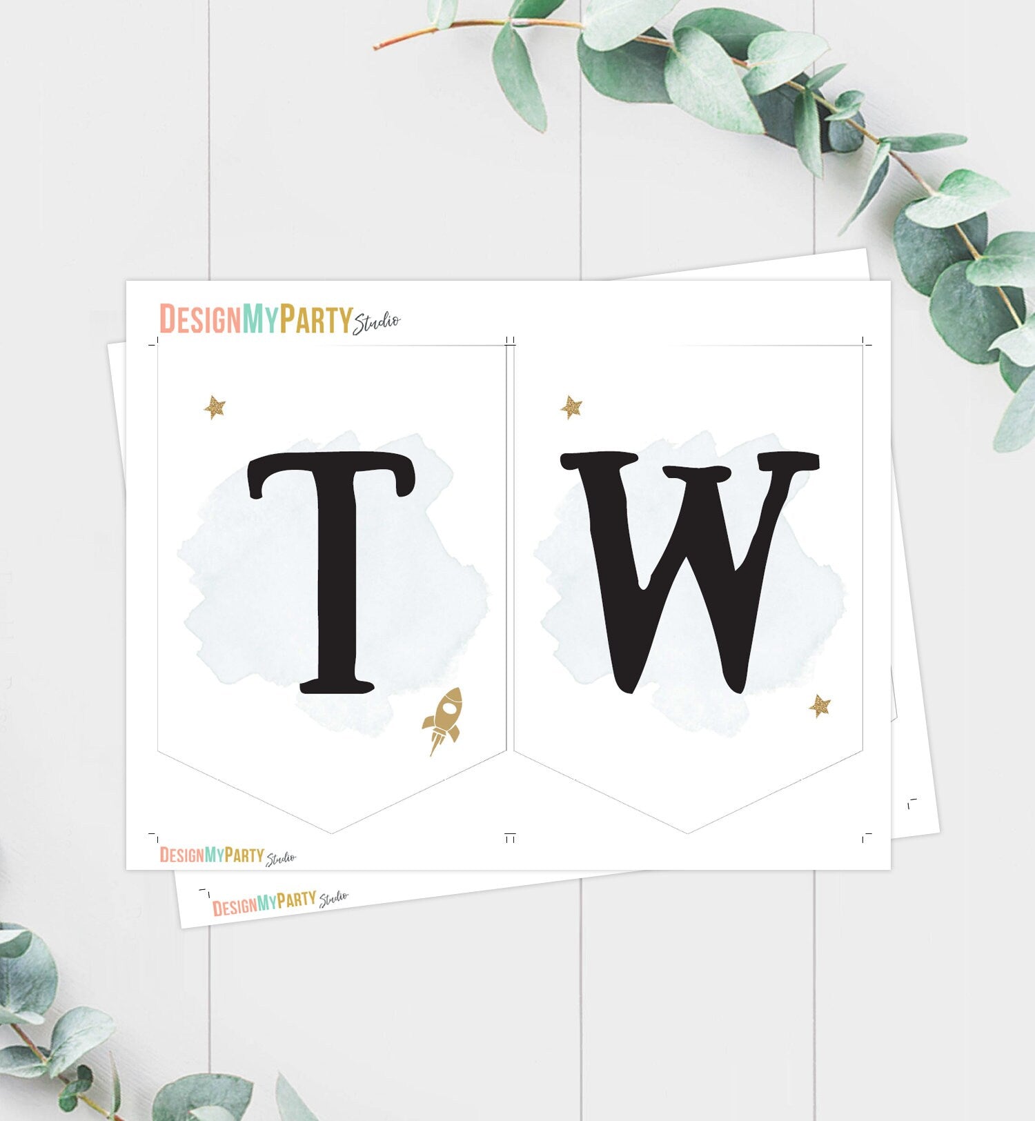 Outer Space Planets High Chair Banner Astronaut Rocket 2nd Birthday Boy High Chair TWO the Moon Banner Party Decor PRINTABLE Digital 0357