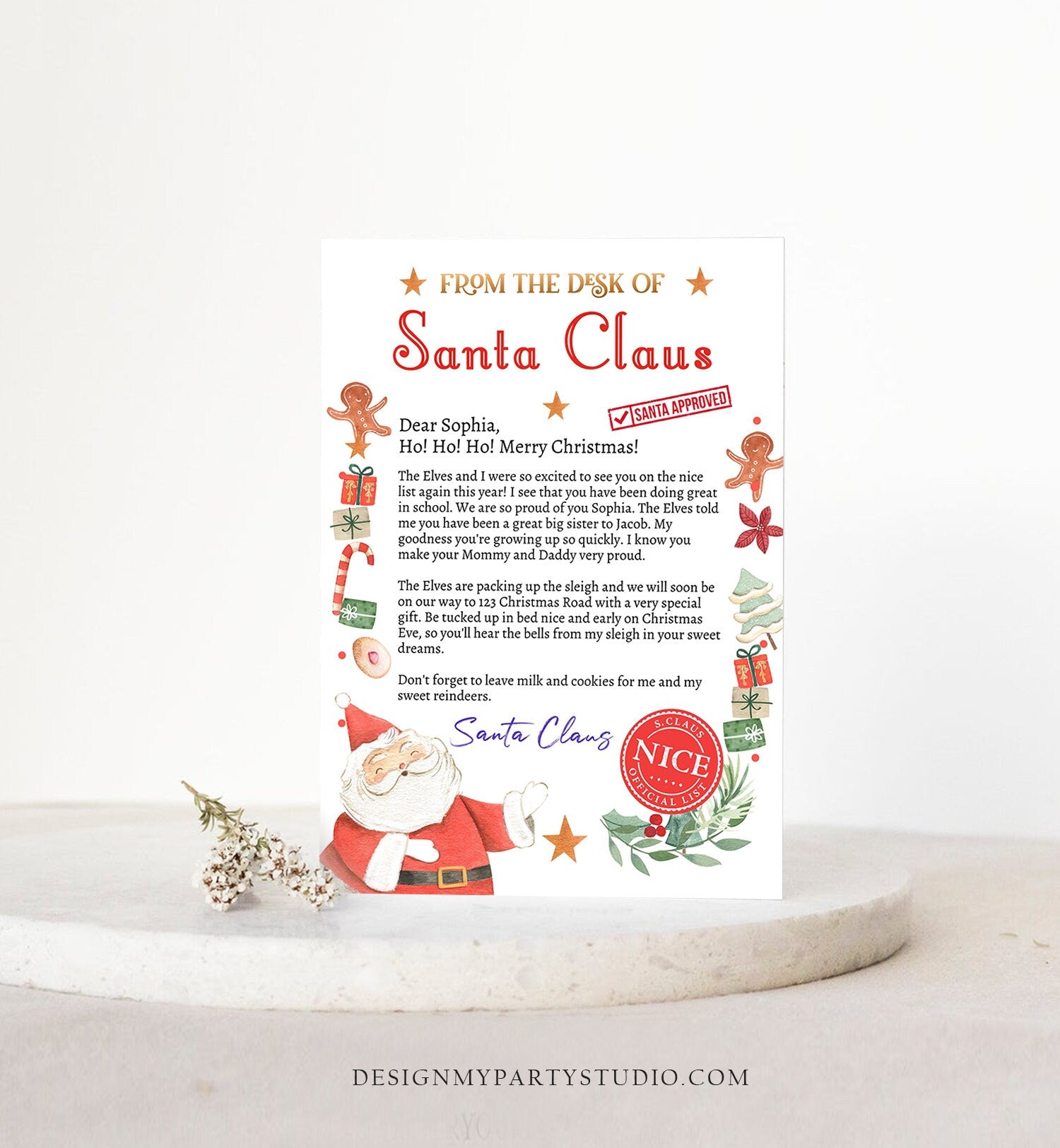 Editable Personalized Letter from Santa Claus From The Desk of Santa Christmas Eve North Pole Mail Instant Download Printable Template 0358