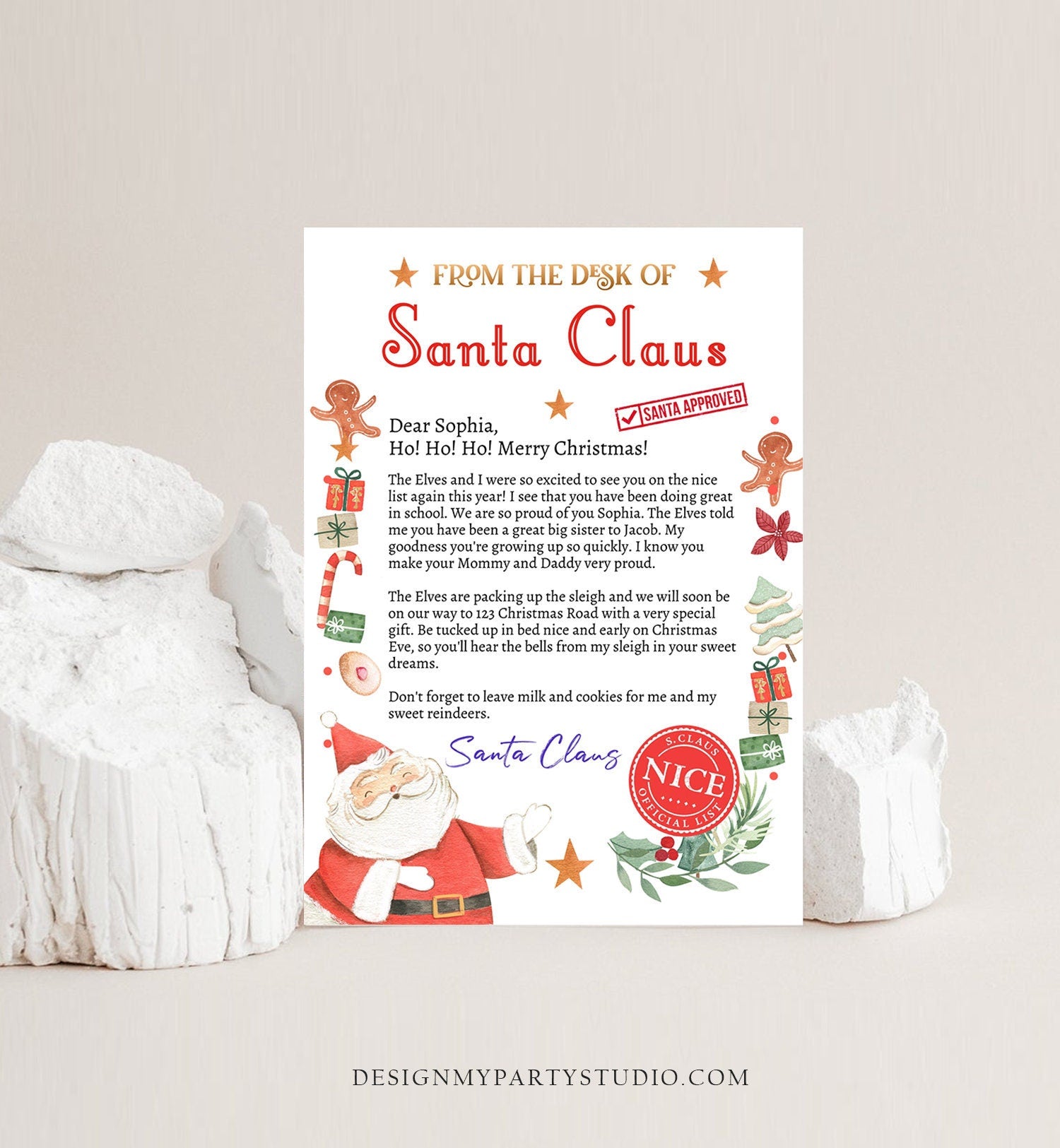 Editable Personalized Letter from Santa Claus From The Desk of Santa Christmas Eve North Pole Mail Instant Download Printable Template 0358