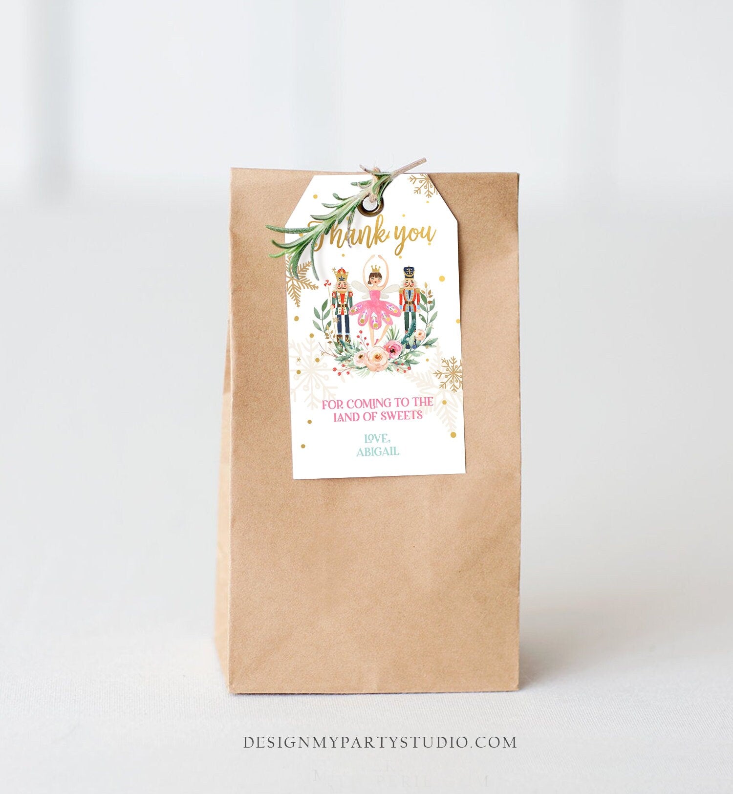 Editable Nutcracker Favor Tag Nutcracker Birthday Land of Sweets Thank You Tag Sugar Plum Fairy Christmas Winter Template Printable 0352