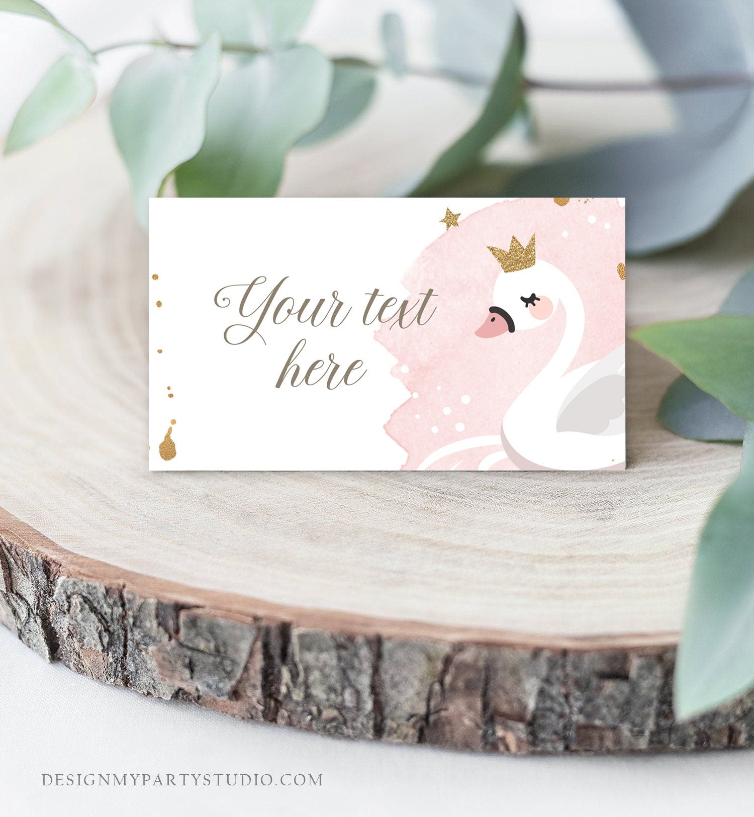 Editable Swan Food Label Birthday Princess Swan Place Card Tent Insert Card Swan Baby Shower Digital Download Template Printable 0382