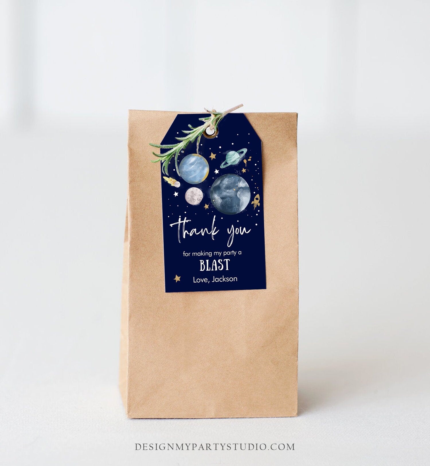Editable Outer Space Favor Tags Space Birthday Thank you Label Galaxy Gift tags Trip Around the Sun Planets Digital Template Printable 0357