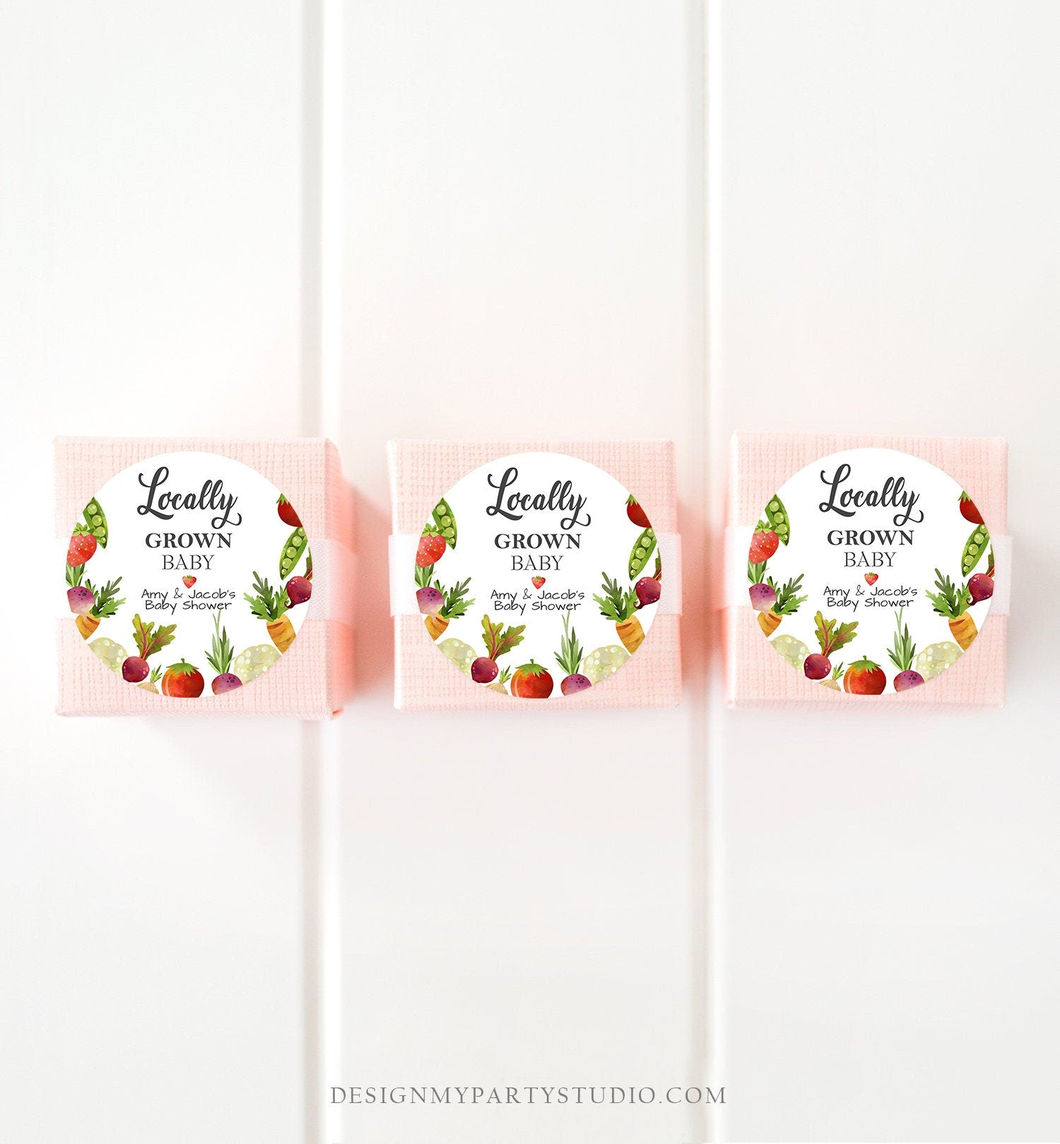 Editable Locally Grown Favor Tag Thank You Tag Birthday Farmers Market Baby Shower Vegetable Veggies Gender Neutral Corjl Template 0144