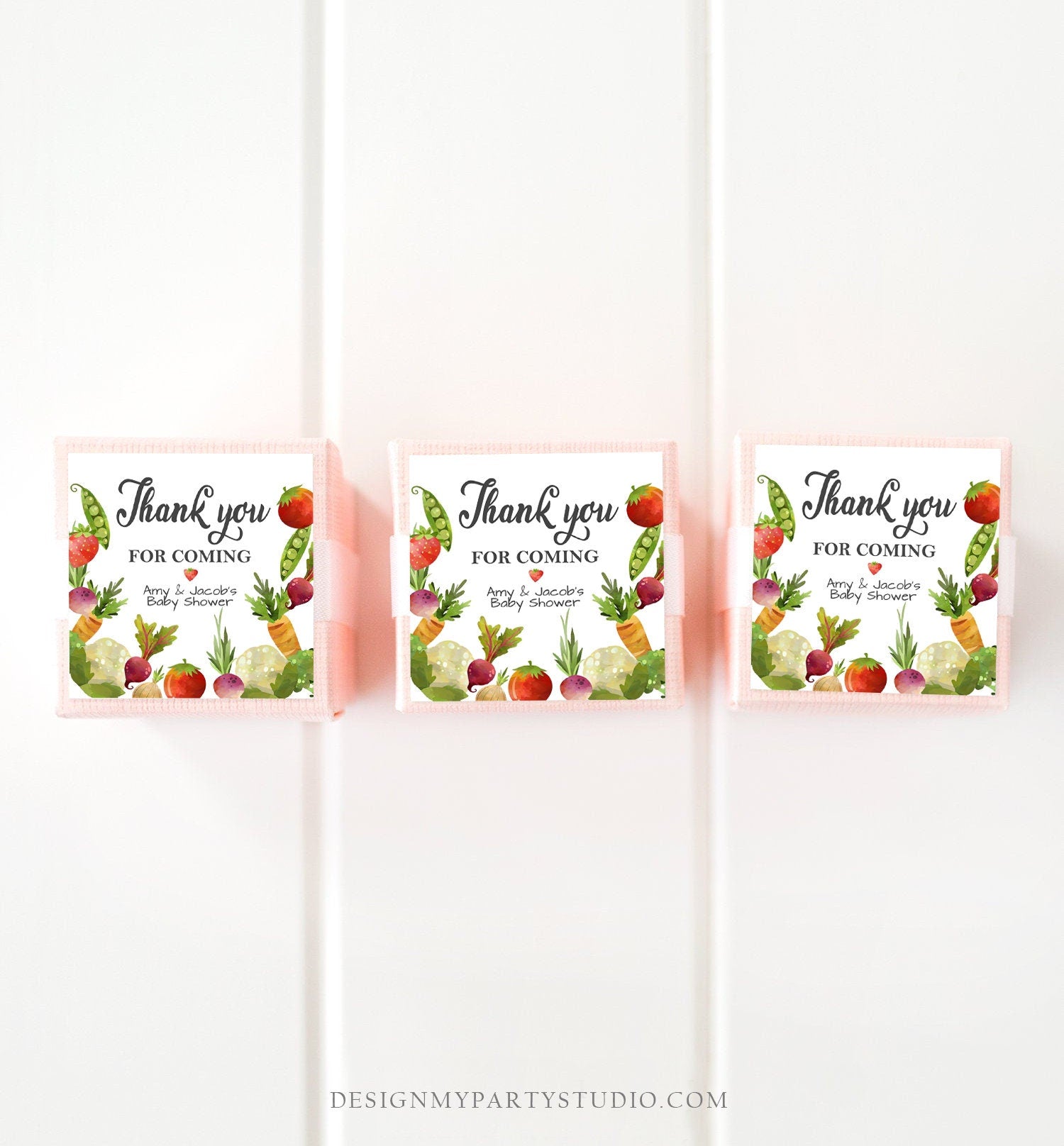 Editable Locally Grown Thank You Tag Birthday Farmers Market Favor Tag Baby Shower Vegetable Veggies Gender Neutral Template Printable 0144