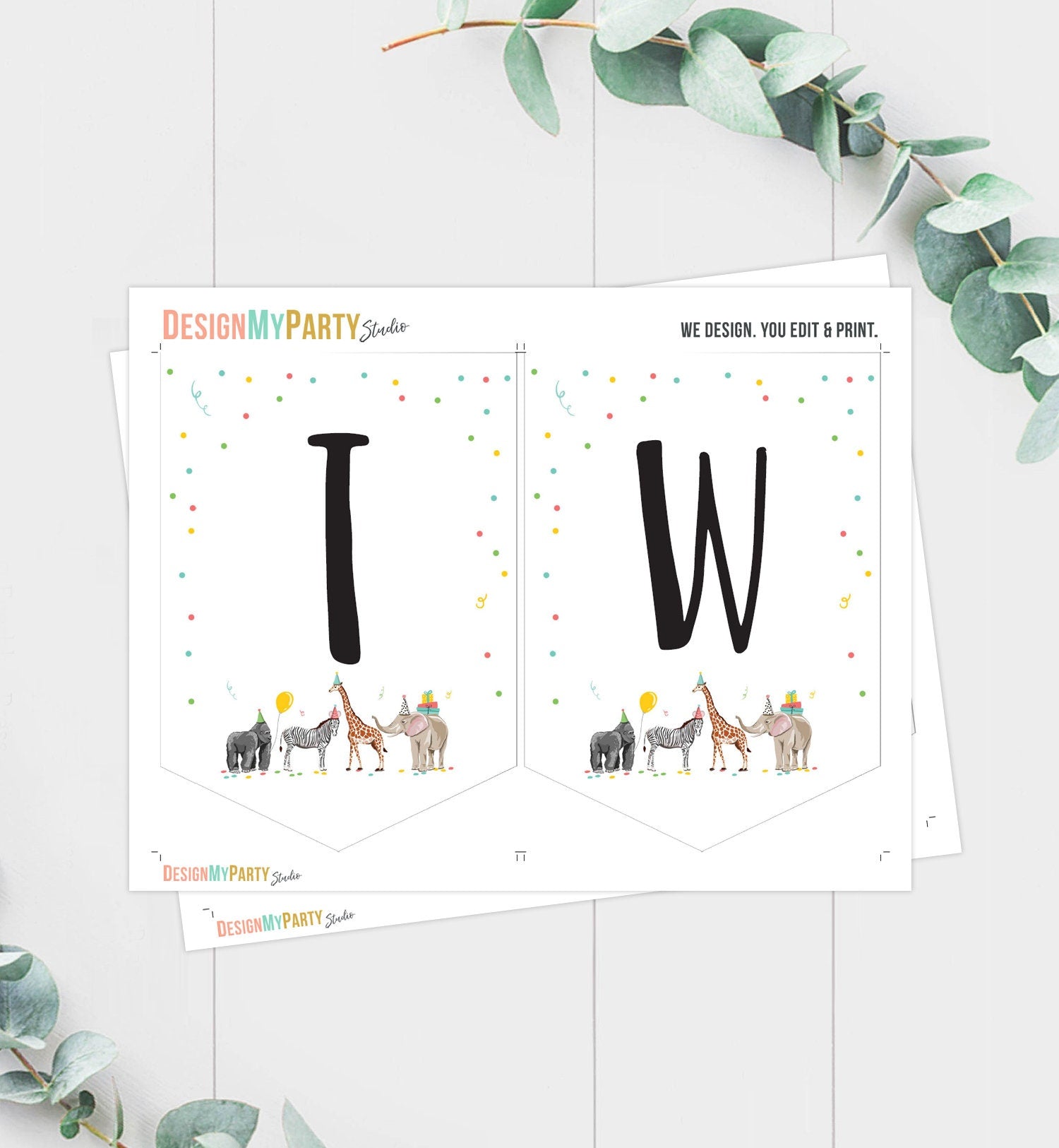 High Chair Banner Two Party Animals Safari Animals Birthday Banner 2nd Birthday Second Birthday Decor Girl Zoo Download Printable 0142